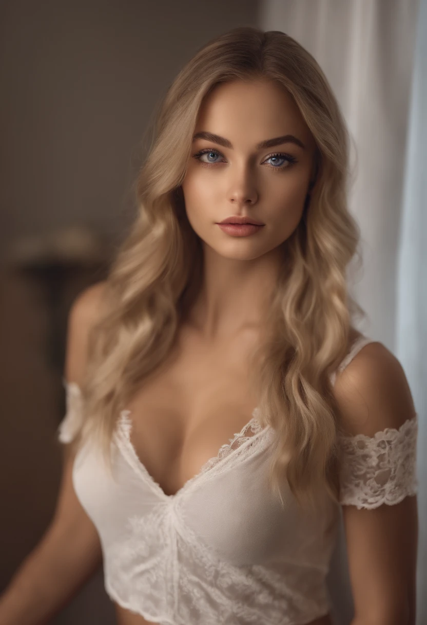 RAW, analog, Nikon Z 85mm,((best quality)), ((masterpiece)), ((realistic)),vintage image, gorgeous russian woman, blond, 22 year old, posing in a hotel wearing lingerie, wearing lingerie petite, smile with teeth showing, ((small breasts)), intricate details, highly detailed, sharp focus, professional, 4k, god rays, hand model, stunning brown eyes, petite, highres, detailed facial features, high detail, sharp focus, smooth, extremely detailed, photo_\(ultra\), photorealistic, realistic, post-processing, max detail, roughness, real life, ultra realistic, photorealism, 8k uhd, SEMI-SILHOUETTE light, slavic face, long blon hair, beautiful hair, characterful face