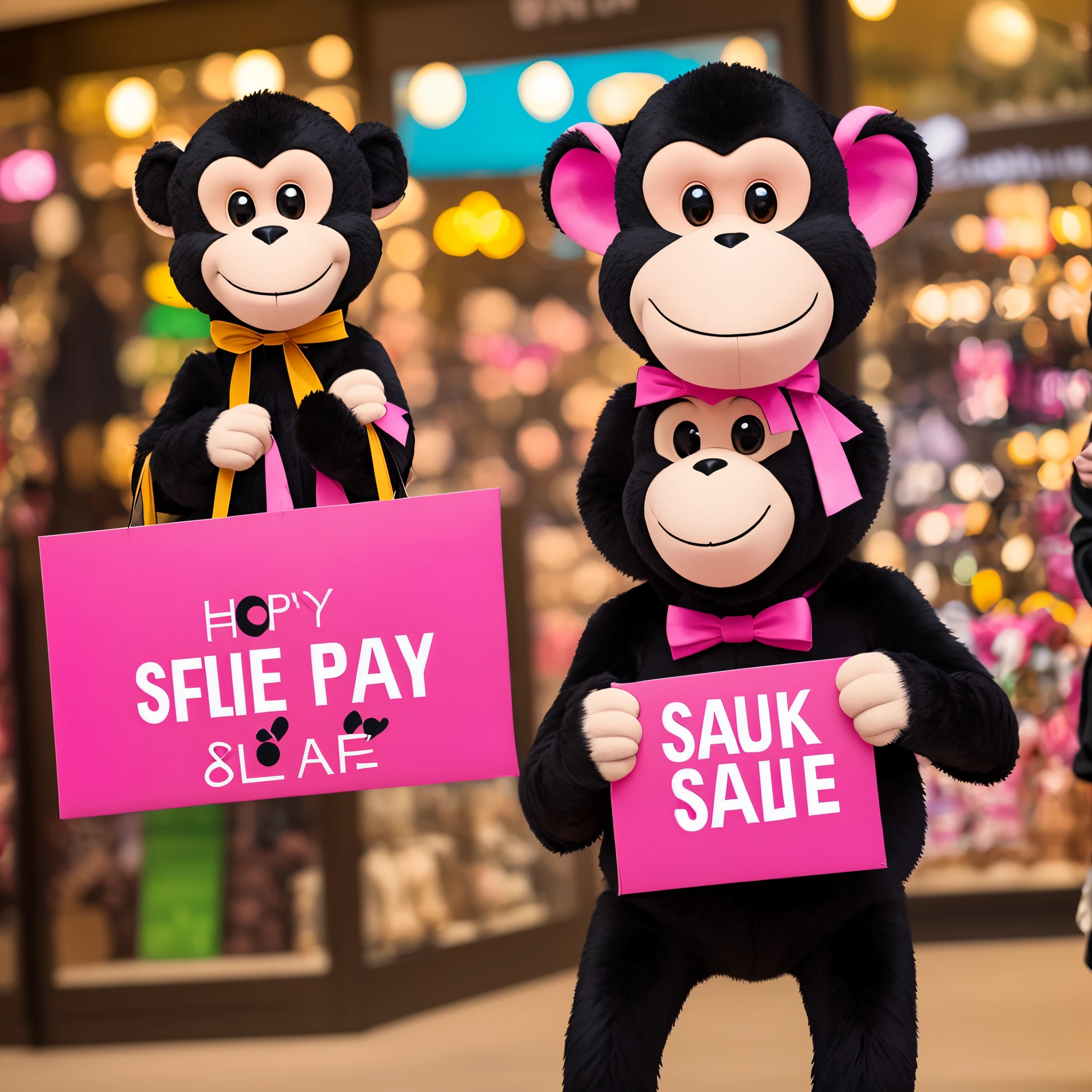 Hot pink monkey holding “Black Friday Sale” sign