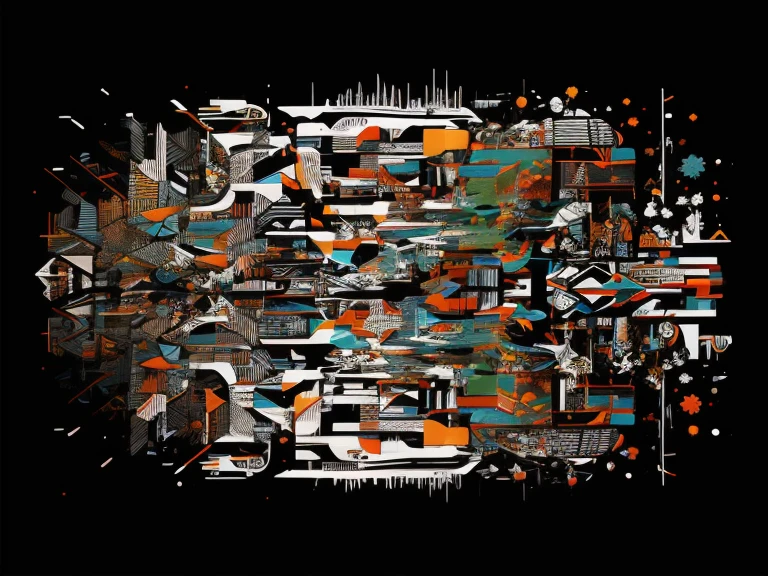 ((Artistic Masterpiece)),((abstract painted installation)),((Post Neo Avant-garde)),(contemporary art),bright color contrasts, (complementary color contrast, simultaneous color contrast), vivid colors, diagonal composition, Temporary art, design. (Mix of Geometrical and organical shapes), (plane), (mix of abstract geometry with drift painting). (High quality), (graphic drawing), (laconic, clear silhouette), (Clear graphic line - color graphics), (drawn surrealistic style), high artistic quality of the image.