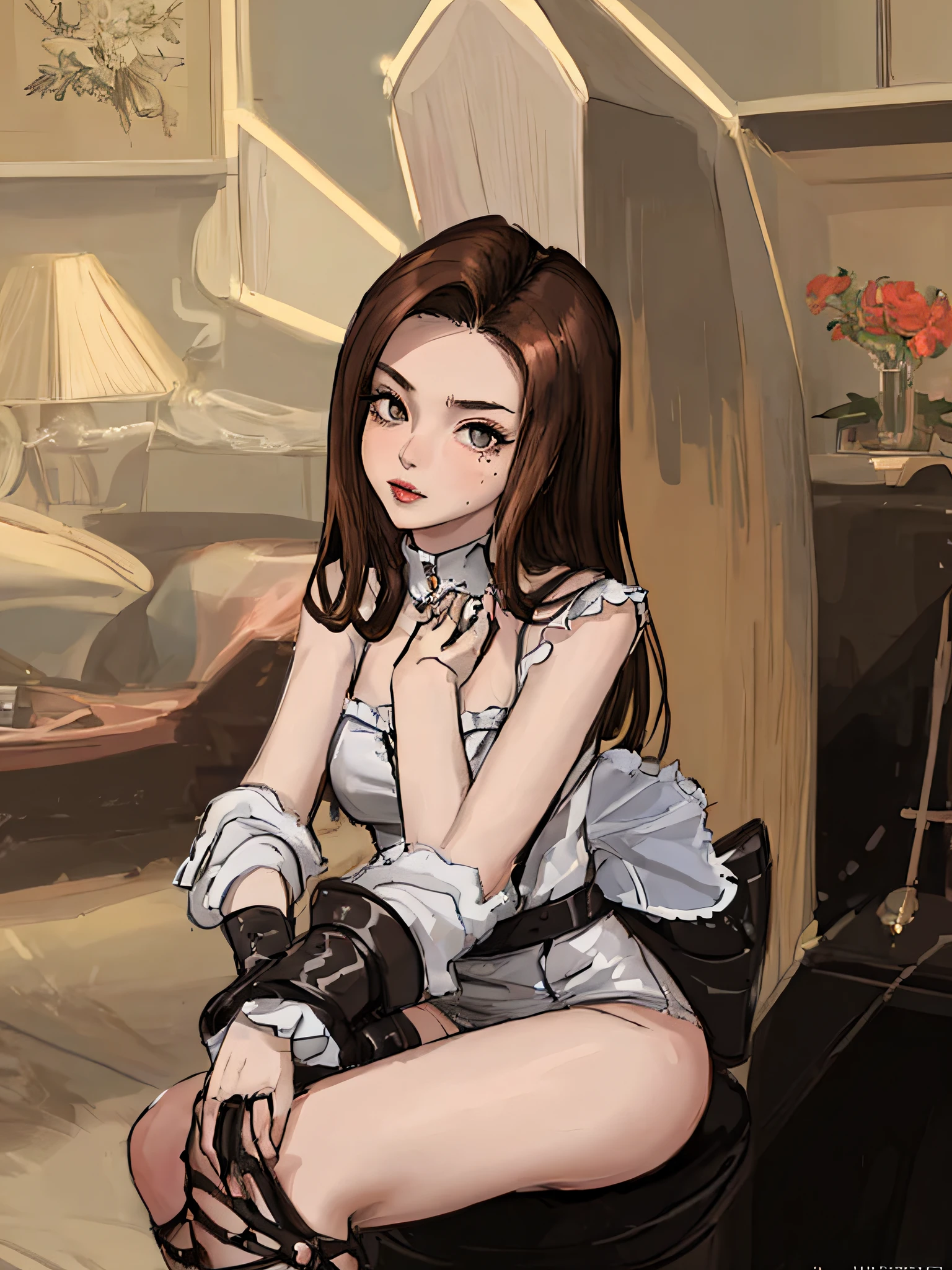 Raised sexy,The kinky is exposed,brunette color hair
