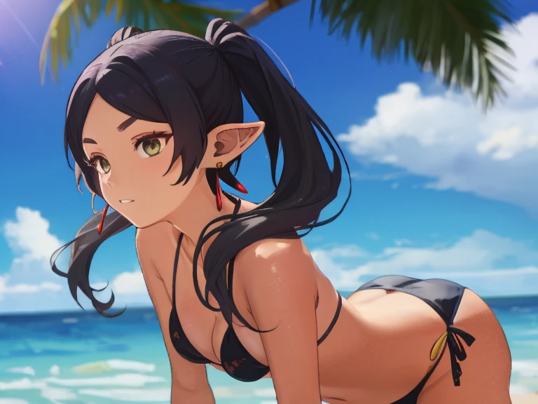Frieren, twintails, earrings, Bikini