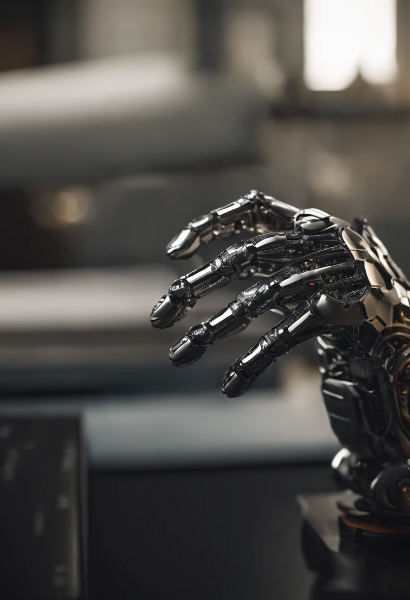 Visualize a captivating image where the subject is a beautiful robotic hand, captured with an exquisite focus on intricate details and a shallow depth of field. Dive into extreme micro-details to emphasize the mechanical intricacies, sleek surfaces, and futuristic design of the robotic hand, set against a backdrop that exudes a sense of advanced technology and innovation.
Highlight the micro-details of the robotic hand, capturing the precision in its construction, the reflective surfaces, and the subtle variations in texture that define its futuristic aesthetics. Zoom in on elements like the play of light on metallic surfaces, the intricate joints, and the small details that contribute to the hand's technological allure.
Emphasize the shallow depth of field to bring the robotic hand into sharp focus while allowing the futuristic background to blur, creating a sense of depth and drawing attention to the advanced details of the subject. Utilize this technique to enhance the visual impact and highlight the contrast between the futuristic hand and its environment.
Consider the lighting to enhance the micro-details, using futuristic lighting sources to create a dynamic and visually appealing composition. Illuminate the robotic hand with a mix of ambient and artificial light, casting shadows that add depth and accentuate the futuristic elements.
Imagine the robotic hand in a graceful pose or engaged in a futuristic activity that adds narrative depth to the image. Craft an intimate yet high-tech scene that not only captures the micro-details of the robotic hand but also evokes a sense of innovation, sophistication, and the merging of human and machine.
This detailed prompt aims to inspire the creation of a highly detailed and macro-focused image featuring a beautiful robotic hand as the subject, with intricate details and a shallow depth of field against a futuristic background, creating a visually compelling and technologically advanced composition.