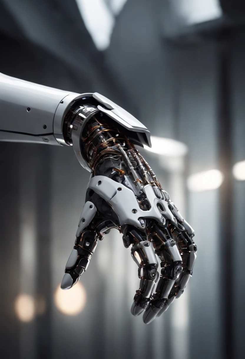 Visualize a captivating image where the subject is a beautiful robotic hand, captured with an exquisite focus on intricate details and a shallow depth of field. Dive into extreme micro-details to emphasize the mechanical intricacies, sleek surfaces, and futuristic design of the robotic hand, set against a backdrop that exudes a sense of advanced technology and innovation.
Highlight the micro-details of the robotic hand, capturing the precision in its construction, the reflective surfaces, and the subtle variations in texture that define its futuristic aesthetics. Zoom in on elements like the play of light on metallic surfaces, the intricate joints, and the small details that contribute to the hand's technological allure.
Emphasize the shallow depth of field to bring the robotic hand into sharp focus while allowing the futuristic background to blur, creating a sense of depth and drawing attention to the advanced details of the subject. Utilize this technique to enhance the visual impact and highlight the contrast between the futuristic hand and its environment.
Consider the lighting to enhance the micro-details, using futuristic lighting sources to create a dynamic and visually appealing composition. Illuminate the robotic hand with a mix of ambient and artificial light, casting shadows that add depth and accentuate the futuristic elements.
Imagine the robotic hand in a graceful pose or engaged in a futuristic activity that adds narrative depth to the image. Craft an intimate yet high-tech scene that not only captures the micro-details of the robotic hand but also evokes a sense of innovation, sophistication, and the merging of human and machine.
This detailed prompt aims to inspire the creation of a highly detailed and macro-focused image featuring a beautiful robotic hand as the subject, with intricate details and a shallow depth of field against a futuristic background, creating a visually compelling and technologically advanced composition.