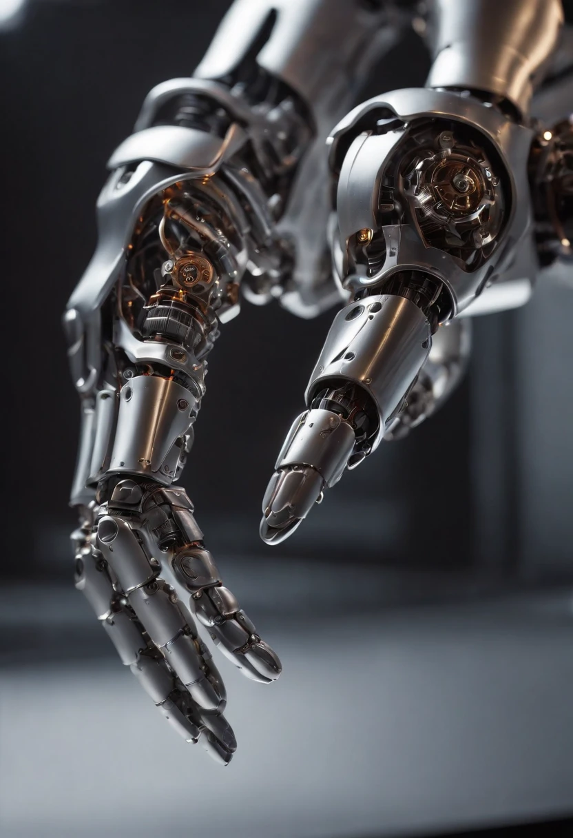 Visualize a captivating image where the subject is a beautiful robotic hand, captured with an exquisite focus on intricate details and a shallow depth of field. Dive into extreme micro-details to emphasize the mechanical intricacies, sleek surfaces, and futuristic design of the robotic hand, set against a backdrop that exudes a sense of advanced technology and innovation.
Highlight the micro-details of the robotic hand, capturing the precision in its construction, the reflective surfaces, and the subtle variations in texture that define its futuristic aesthetics. Zoom in on elements like the play of light on metallic surfaces, the intricate joints, and the small details that contribute to the hand's technological allure.
Emphasize the shallow depth of field to bring the robotic hand into sharp focus while allowing the futuristic background to blur, creating a sense of depth and drawing attention to the advanced details of the subject. Utilize this technique to enhance the visual impact and highlight the contrast between the futuristic hand and its environment.
Consider the lighting to enhance the micro-details, using futuristic lighting sources to create a dynamic and visually appealing composition. Illuminate the robotic hand with a mix of ambient and artificial light, casting shadows that add depth and accentuate the futuristic elements.
Imagine the robotic hand in a graceful pose or engaged in a futuristic activity that adds narrative depth to the image. Craft an intimate yet high-tech scene that not only captures the micro-details of the robotic hand but also evokes a sense of innovation, sophistication, and the merging of human and machine.
This detailed prompt aims to inspire the creation of a highly detailed and macro-focused image featuring a beautiful robotic hand as the subject, with intricate details and a shallow depth of field against a futuristic background, creating a visually compelling and technologically advanced composition.