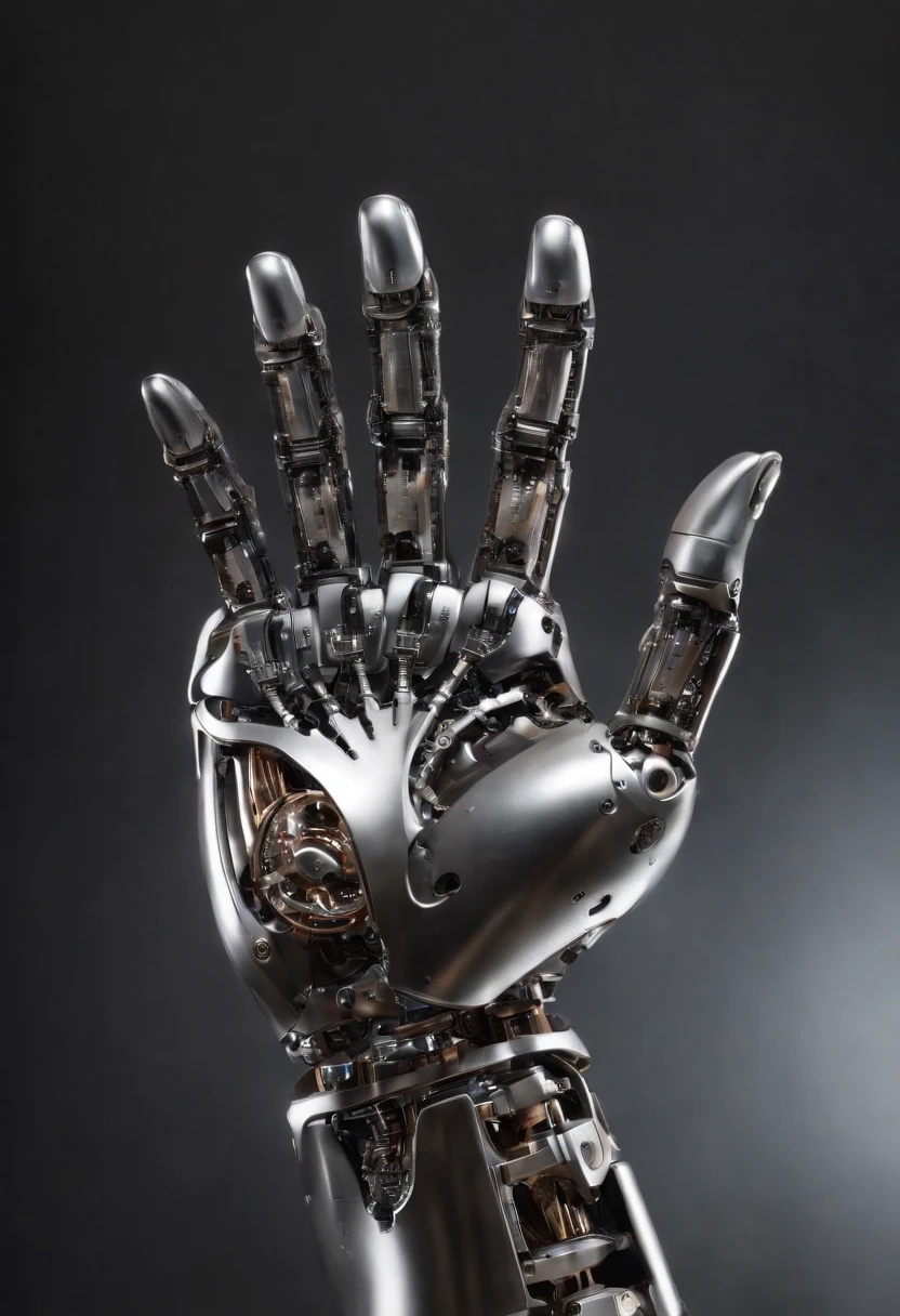 Visualize a captivating image where the subject is a beautiful robotic hand, captured with an exquisite focus on intricate details and a shallow depth of field. Dive into extreme micro-details to emphasize the mechanical intricacies, sleek surfaces, and futuristic design of the robotic hand, set against a backdrop that exudes a sense of advanced technology and innovation.
Highlight the micro-details of the robotic hand, capturing the precision in its construction, the reflective surfaces, and the subtle variations in texture that define its futuristic aesthetics. Zoom in on elements like the play of light on metallic surfaces, the intricate joints, and the small details that contribute to the hand's technological allure.
Emphasize the shallow depth of field to bring the robotic hand into sharp focus while allowing the futuristic background to blur, creating a sense of depth and drawing attention to the advanced details of the subject. Utilize this technique to enhance the visual impact and highlight the contrast between the futuristic hand and its environment.
Consider the lighting to enhance the micro-details, using futuristic lighting sources to create a dynamic and visually appealing composition. Illuminate the robotic hand with a mix of ambient and artificial light, casting shadows that add depth and accentuate the futuristic elements.
Imagine the robotic hand in a graceful pose or engaged in a futuristic activity that adds narrative depth to the image. Craft an intimate yet high-tech scene that not only captures the micro-details of the robotic hand but also evokes a sense of innovation, sophistication, and the merging of human and machine.
This detailed prompt aims to inspire the creation of a highly detailed and macro-focused image featuring a beautiful robotic hand as the subject, with intricate details and a shallow depth of field against a futuristic background, creating a visually compelling and technologically advanced composition.