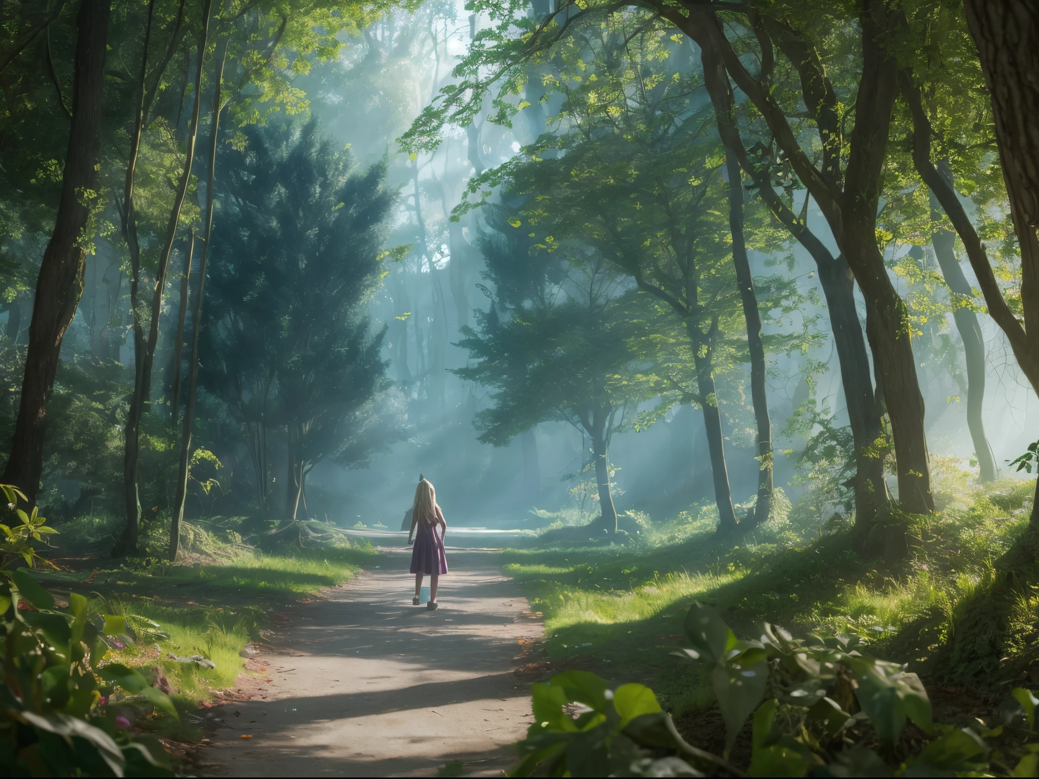 Dive into a whimsical fantasy realm where Buffy encounters supernatural beings in a magical, enchanted forest within the digital interface, creating a whimsical and fantastical scene.