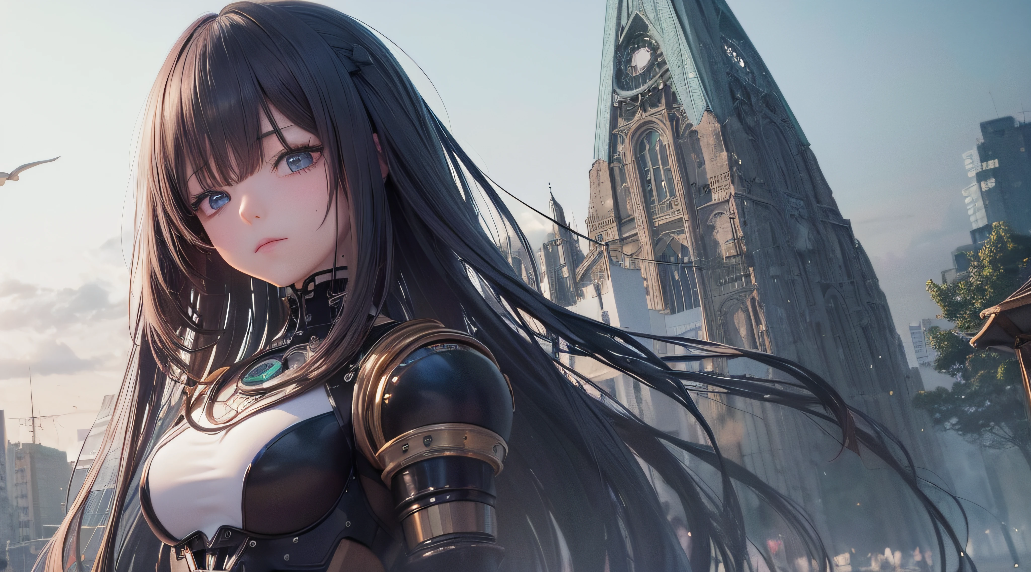 (obra prima) (perfection) (ultrarrealista | | |) (sem defeitos) anime menina chorando, triste, android, robotical, Steampunk