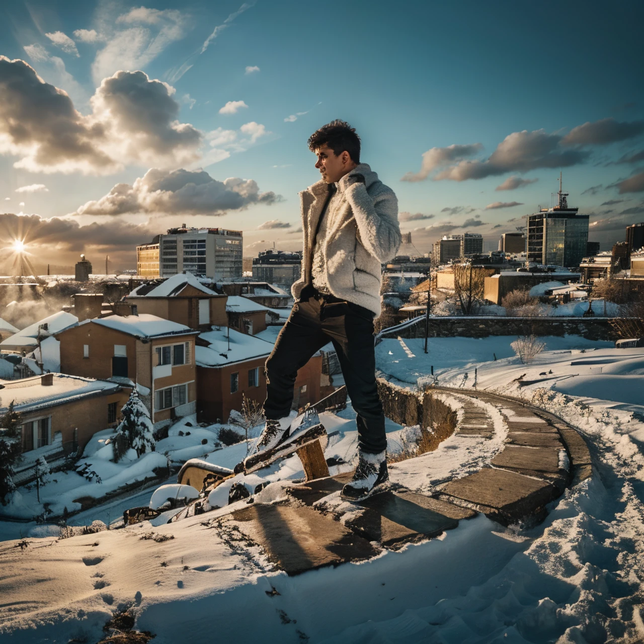 The guy is on top, winter