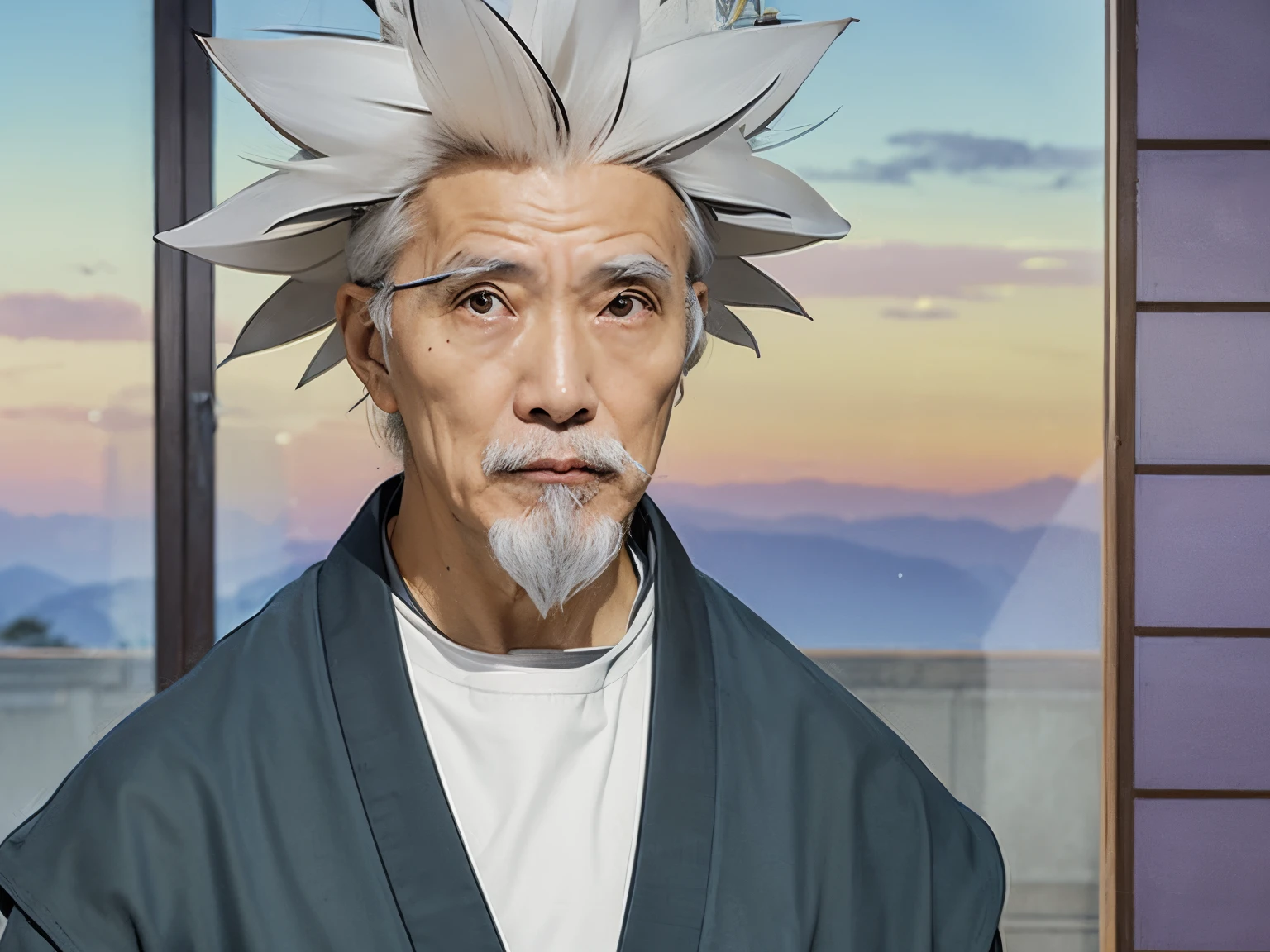 asian grandfather with kimono