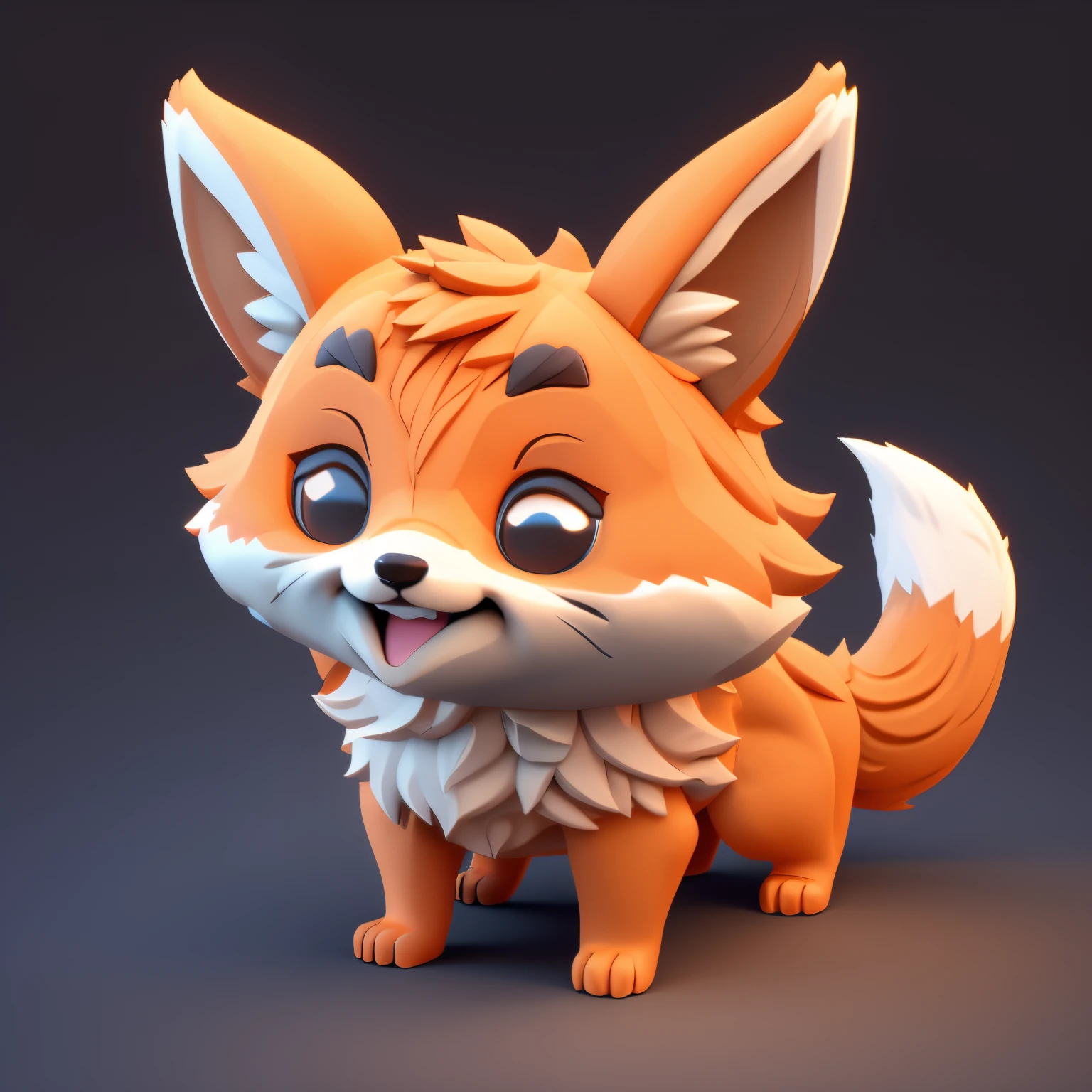 Tiny cute isometric Fox emoji, soft smooth lighting, with soft pastel colors, 3d icon clay render, 120mm lens, 3d blender render, trending on polycount, modular constructivism, Orange background, physically based rendering, centered