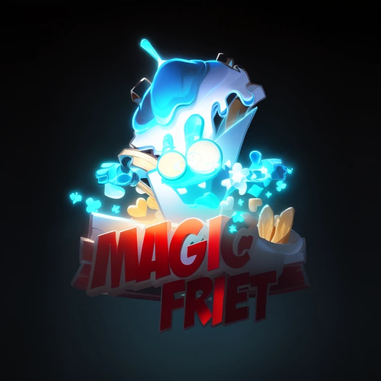 a cartoon character with a toothbrush and a magic fry, magic effects, magic item, magical effect, mobile game art, magic fantasy, best fries, magic belt, amazing splashscreen artwork, promo art, mobile game background, magic experiment, mobile game asset, official splash art, epic magic effects, concept art, splash screen art, concept art, colorful magic effects keep the pic make it more modern give it some christmas effect like snow