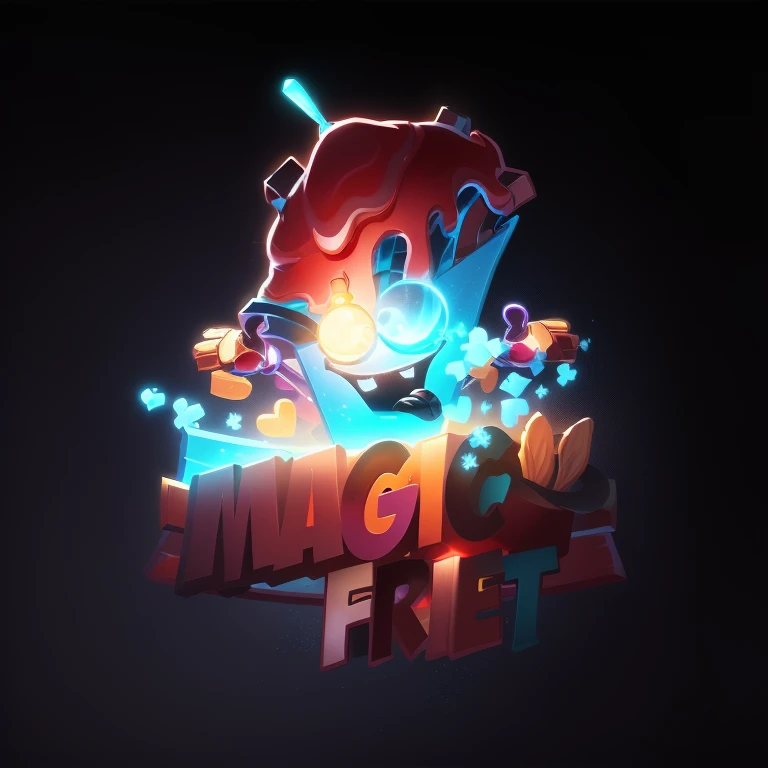 a cartoon character with a toothbrush and a magic fry, magic effects, magic item, magical effect, mobile game art, magic fantasy, best fries, magic belt, amazing splashscreen artwork, promo art, mobile game background, magic experiment, mobile game asset, official splash art, epic magic effects, concept art, splash screen art, concept art, colorful magic effects keep the pic make it more modern give it some christmas effect like snow
