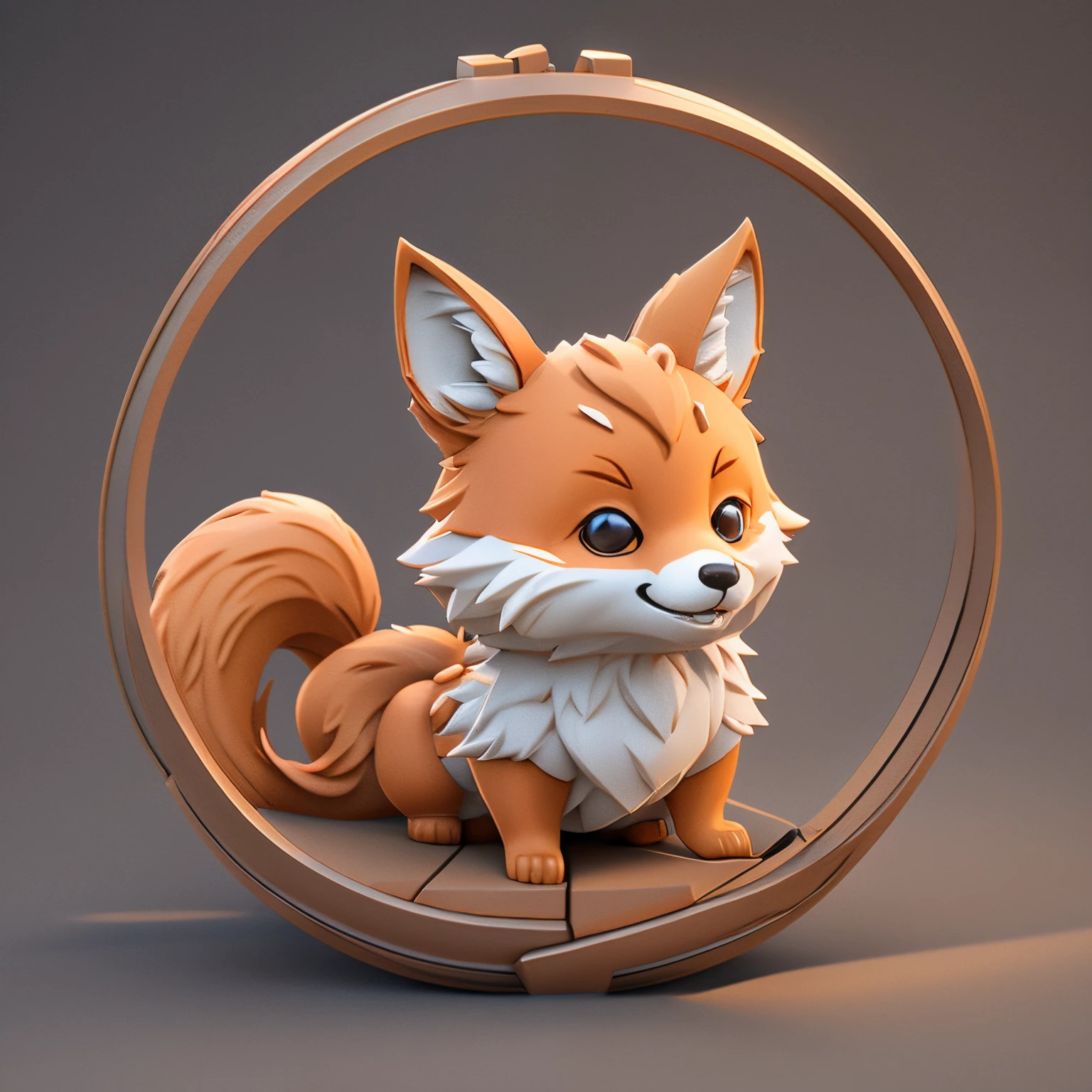 Tiny cute isometric Fox emoji, soft smooth lighting, with soft pastel colors, 3d icon clay render, 120mm lens, 3d blender render, trending on polycount, modular constructivism, Orange background, physically based rendering, centered