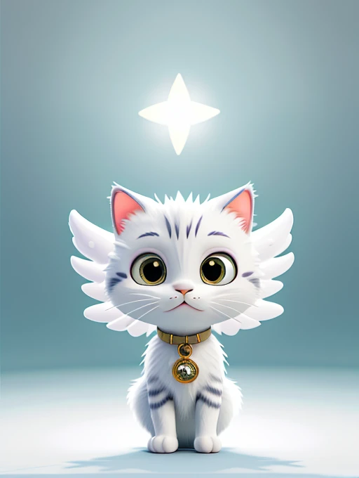 ((Toraneko))，white color hair ，Cat's ears，(Circle of Angels)、Q version，（toddlers，Baby）， adolable， standing on your feet， Master masterpieces， hight resolution，8K，detailedbackground，hightquality，Libido boy，（（（独奏））），(Angel wings，angelic halo，(white robes)，bare-legged：0.6)，looking at viewert，angle of view，From  above，Dreams，Magical，baiyun，（Warm light source：1.2），Upper air，on clouds，delighted expression，shortpants