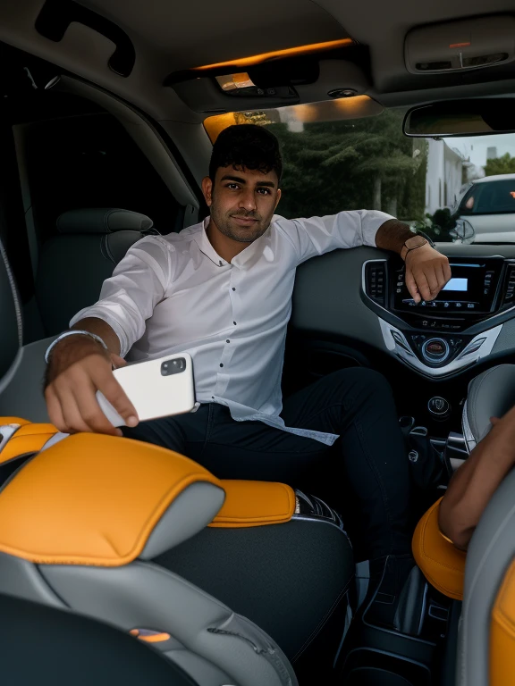 arafed man sitting in a car with a cell phone in his hand, taken with sony alpha 9, very very low quality picture, 8k selfie photograph, high quality upload, shot with sony alpha 1 camera, captured on canon eos r 6, shot on nikon z9, competition winning, shot on canon eos r 5, shot on canon eos r5
