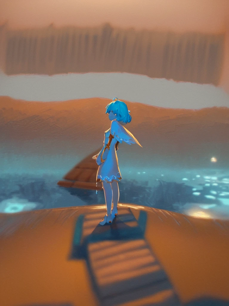 A girl stood on a dock, overlooking a serene river surrounded by a lush forest. The vibrant colors of nature formed a colorful backdrop for her presence. She wore simple clothes, adorned in a white dress that fluttered in the gentle breeze. With an air of anticipation, she stood there, as if waiting for someone. The scene was captured in an illustration that showcased the girl's delicate features, emphasizing her captivating presence.

The prompt embodies the essence of high-quality art. The image is designed to be ultra-detailed, with every element meticulously rendered. The realism of the scene is emphasized, creating a photorealistic effect that engages the viewer's senses. Vivid and rich colors bring the image to life, while soft lighting adds a touch of warmth and creates a serene atmosphere.

The art style draws inspiration from portraits, highlighting the main character's beauty and individuality. The color palette selected for the scene enhances the overall mood, with a focus on natural tones that complement the surroundings.

The prompt aims to produce a masterpiece, with a focus on the best quality. The level of detail and realism will be akin to a high-resolution image, allowing the viewer to appreciate every aspect of the scene. The use of proper lighting techniques will further enhance the depth and three-dimensionality of the image, creating a stunning visual experience.

Overall, the prompt captures the elegance and beauty of a girl in a picturesque setting, creating a captivating and immersive art piece.