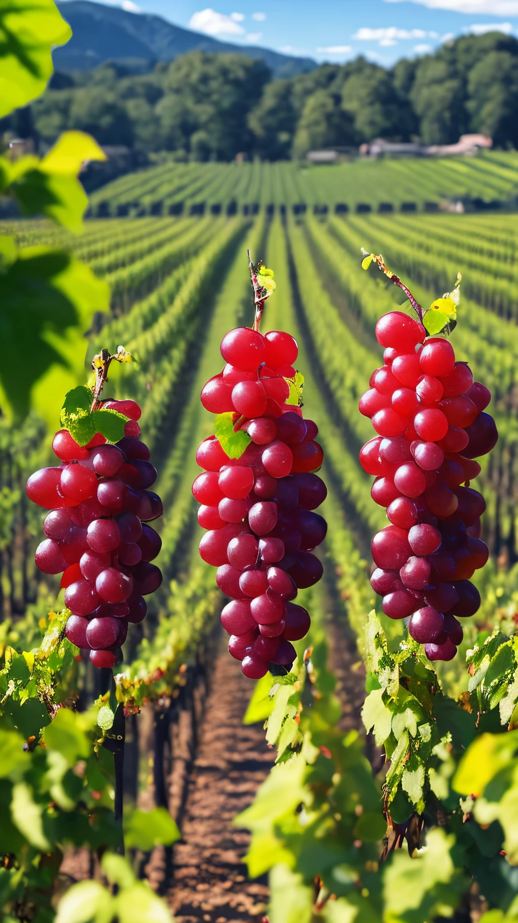 A real image of three high quality vignobles,en 8k