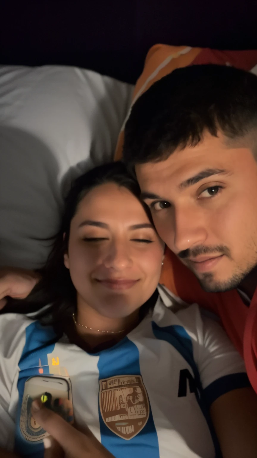 there is a man and woman laying in bed together, profile image, very very low quality picture, profile picture, 1614572159, couple, profile pic, momma and papa, at night, 4 k post, 4k post, bored, taken in the early 2020s, instagram story, snapchat photo, aww