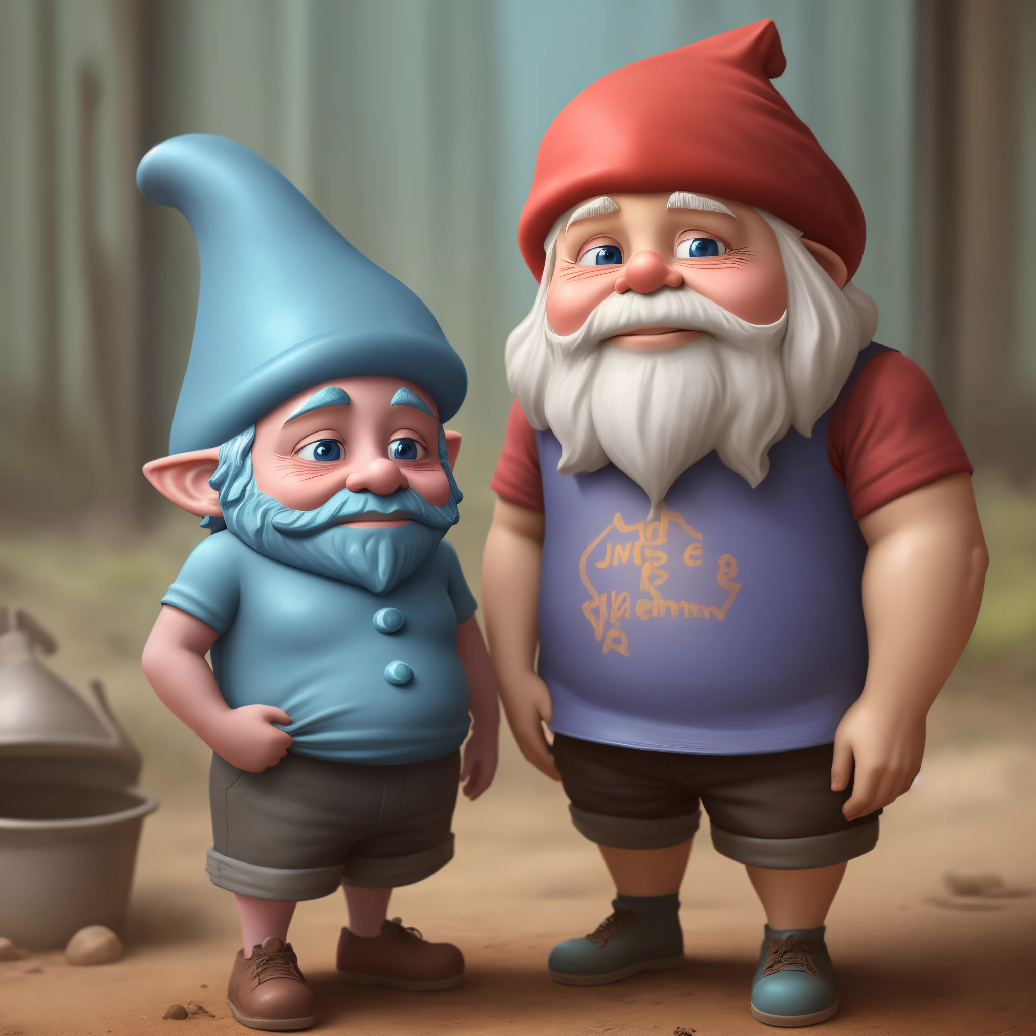 A skinny, ugly, blue deep gnome with no hair wearing dirty rags