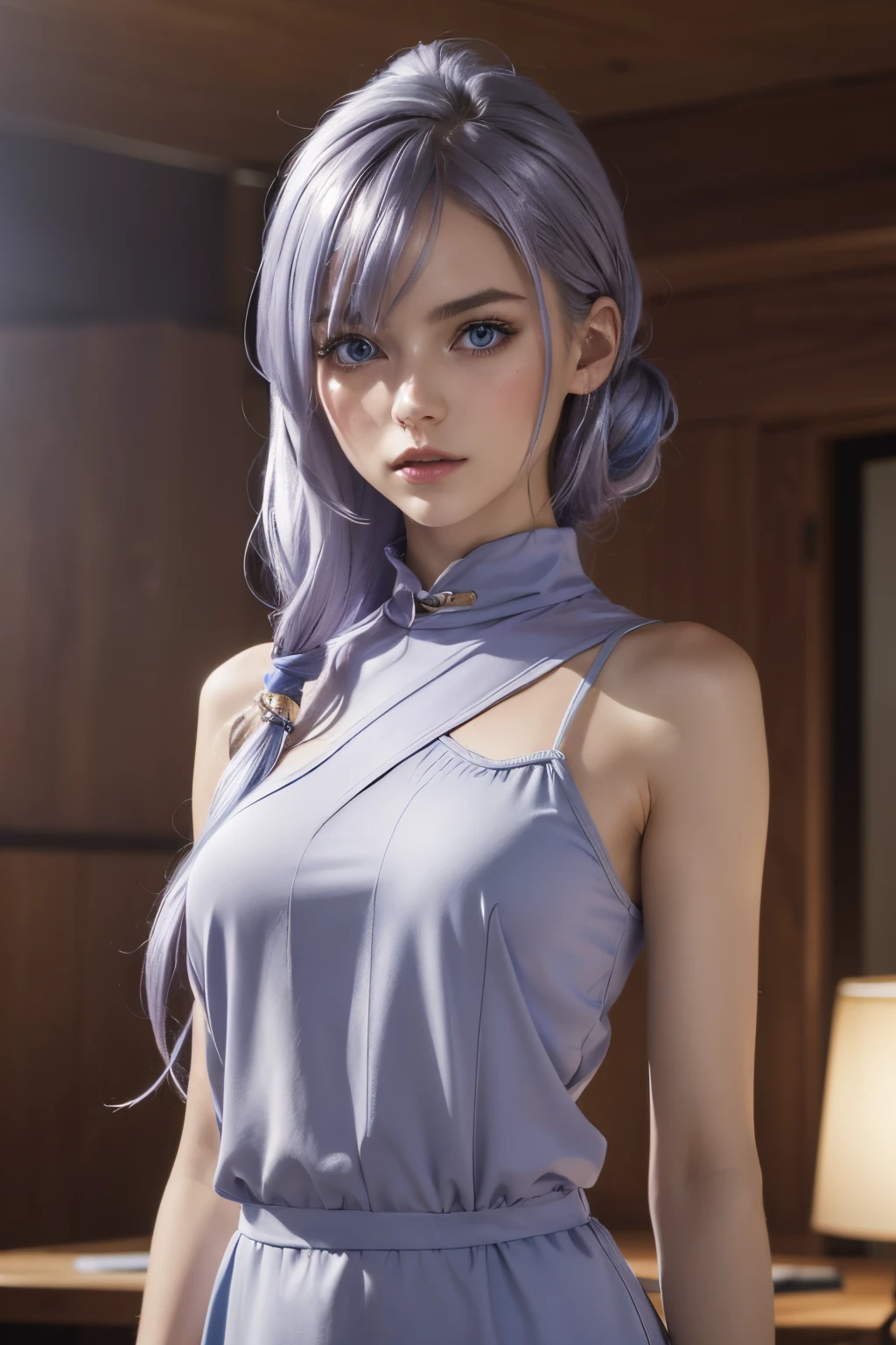 The tooltip for a given topic is as follows: "Girl with a European face, Aryan face, 20years old, Silvery-purple hair, pale purple-blue hair, Bright blue eyes, Her hair is tied up in a bun and falls to her right shoulder. (Dressed in glamorous clothes: 1.3), (Fashionable clothes in bright colors: 1.2), (Best Quality, 4k, 8K, hight resolution, Masterpiece:1.2) Ultra-detailed features, including realistic, Photorealistic eyes and face. The figure shows the media (Insert Material) that resembles an illustration, oil painting, or 3D rendering. soft studio lighting. The overall atmosphere is calm and serene, with a touch of unearthly beauty. The color scheme is dominated by shades of black, Creating a dreamy and surreal aesthetic."