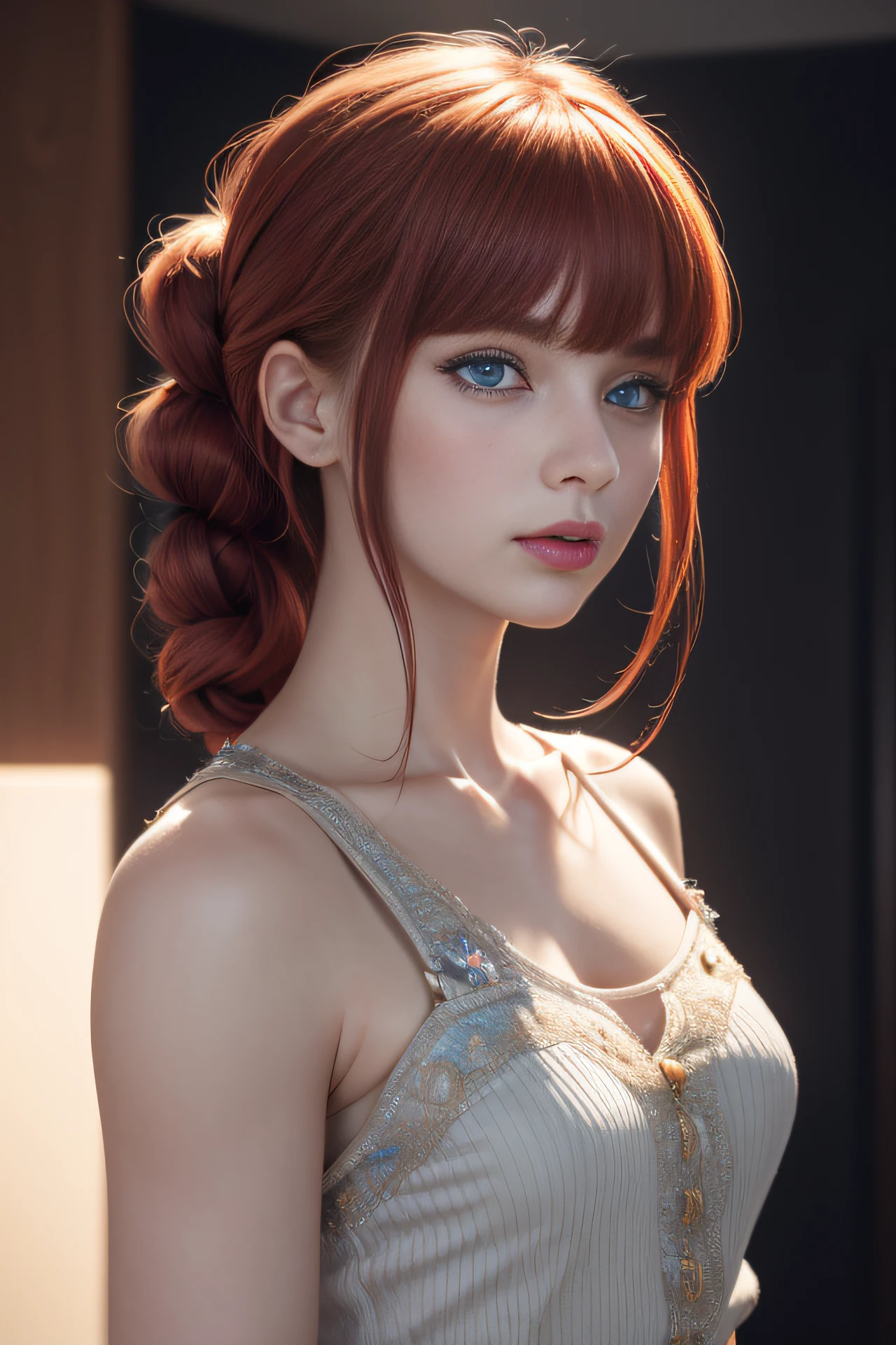 The tooltip for a given topic looks like this: "Girl with a European face, Aryan face, 20years old, Silvery-red hair, pale purple-red hair, Bright blue eyes, Her hair is tied up in a bun and falls to her right shoulder. (Dressed in glamorous clothes: 1.3), (Fashionable clothes in bright colors: 1.2), (Best Quality, 4k, 8K, hight resolution, Masterpiece:1.2) Ultra-detailed features, including realistic, Photorealistic eyes and face. The figure shows the media (Insert Material) that resembles an illustration, oil painting, or 3D rendering. soft studio lighting. The overall atmosphere is calm and serene, with a touch of unearthly beauty. The color scheme is dominated by shades of black, Creating a dreamy and surreal aesthetic."