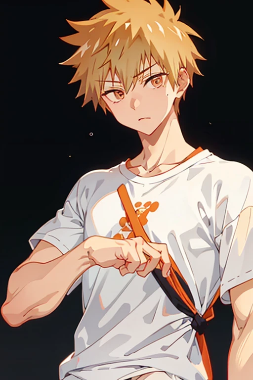 masutepiece, Best Quality, High quality, 1boy, Solo, Male Focus, Looking at Viewer, Upper body, Shu_Inuzuka, , Blonde hair, Orange Eyes, Realistic, Joggers