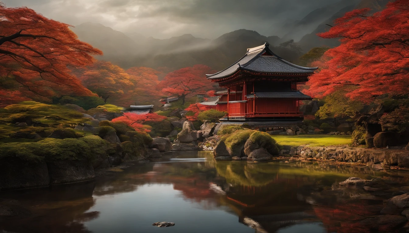 Estampe japonaise : Une estampe japonaise traditionnelle représentant des scènes de bataille ou des paysages pourrait ajouter une atmosphère historique à votre vidéo.