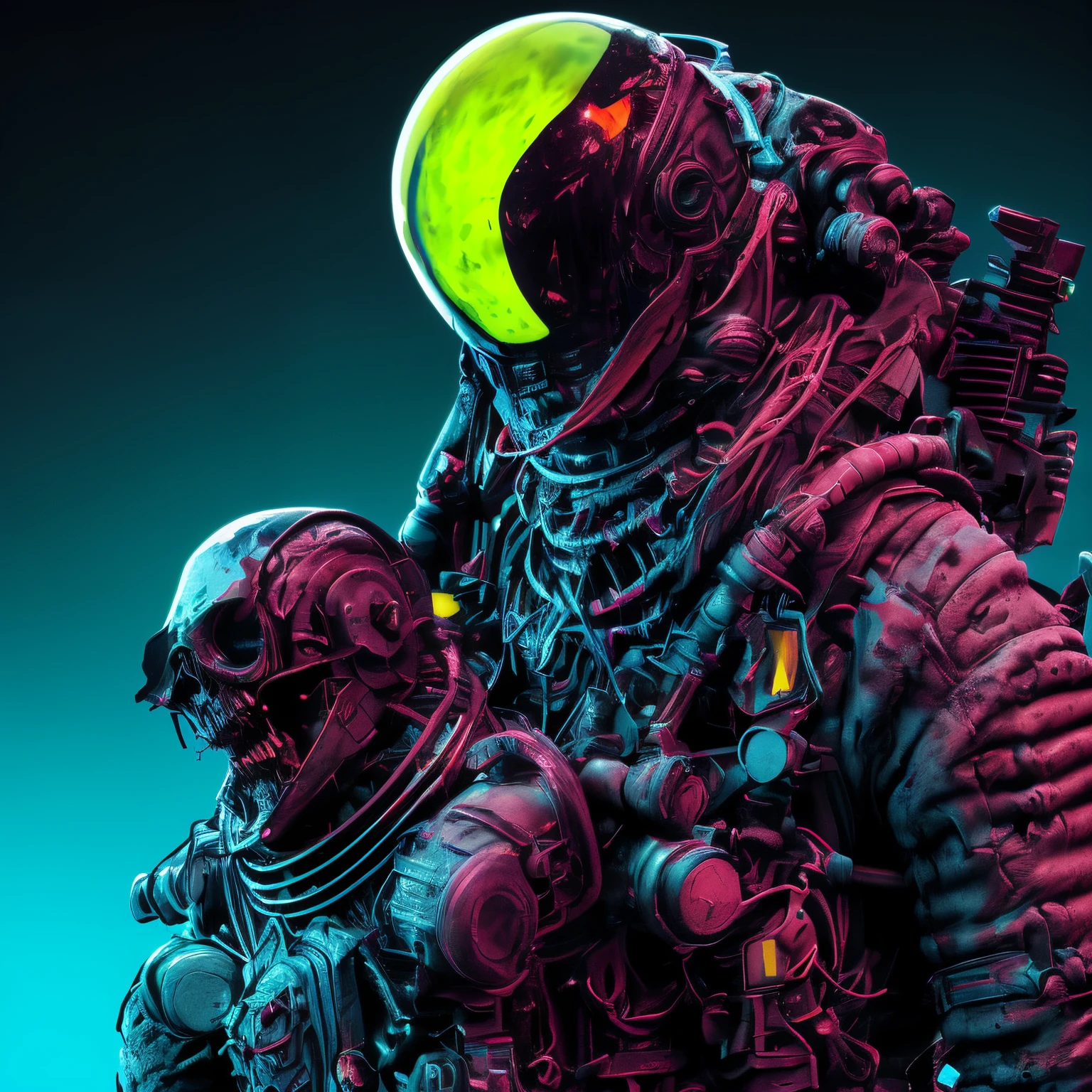 zombie_vector, A illustration, digital painting, concept art, injured alien, pirates spaceship, earth, (blood) ,stone bone exposed at abandon area, scary mode, yellow eyes glowing, fantasy, hyperrealistic, artstation, expansive, sci-fi, insanely complex, detailed, colorgrading, neon, 8k, HD, highly detailed, volumetric lighting, hard shadows, cinematic lighting, glowing light