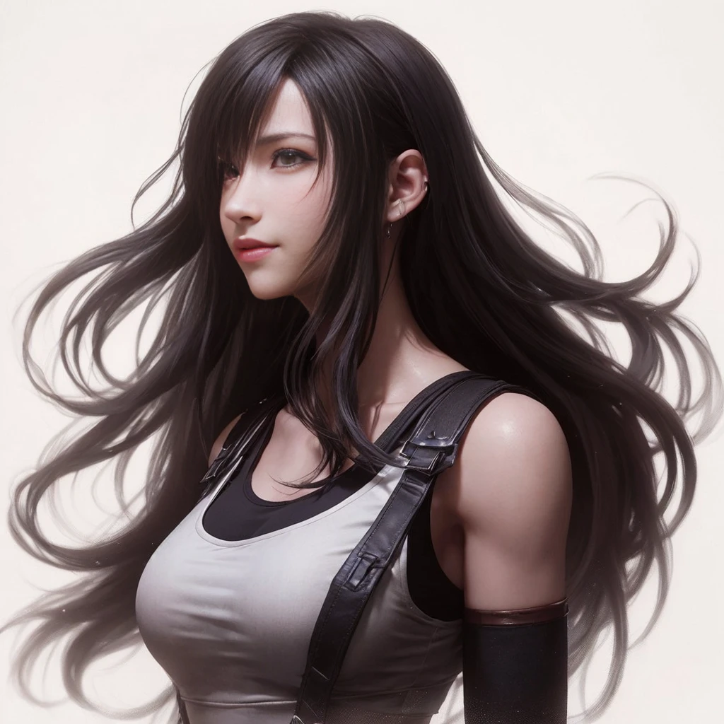 Tifa Lockhart, rosto delicado, rosto detalhado, Sweet smile expression, corpo perfeito, textura ultra realista