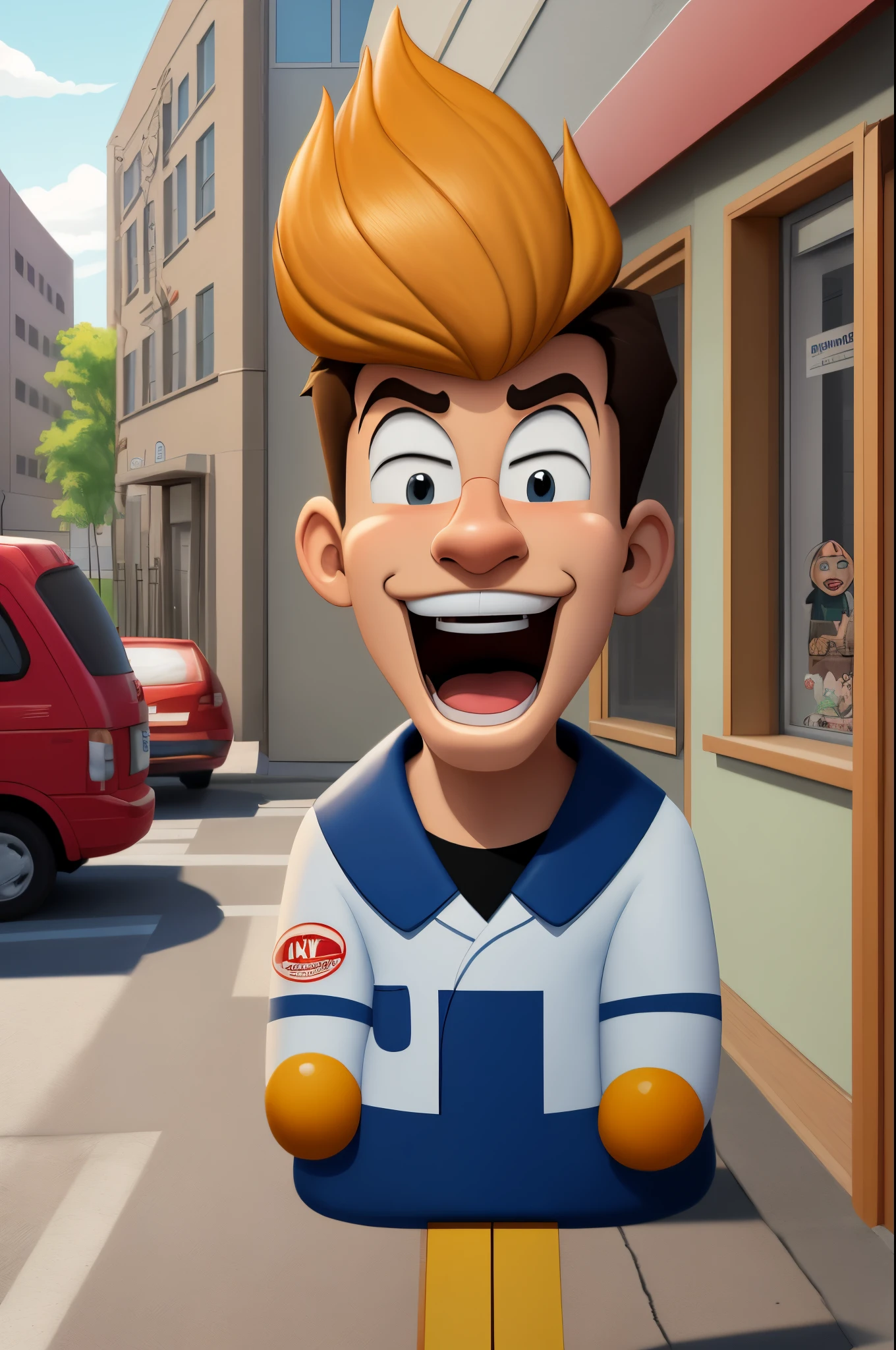 Cartoon outside of dentist with side walk