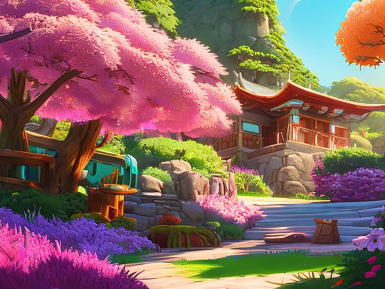 A hyperdetailed photo of a beautiful and clean RPG background in the style of Ghibli Studio and Ufotable and Kyoto Animation and A-1 Pictures and Kadokawa and Aniplex and Charlie Bowater and Atey Ghailan, colorful anime art without text, vibrant and vivid and saturated colors creating lush and detailed worlds with beautiful art trending on ArtStation 16k PBR HQ hyperrealist photorealistic lighting and volumetric hard shadows