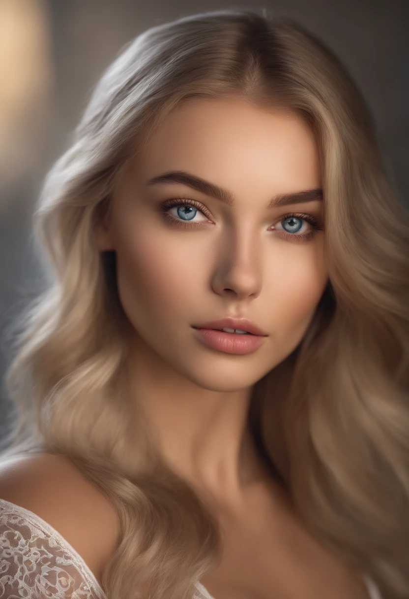arafed woman fully , sexy girl with blue eyes, ultra realistic, meticulously detailed, portrait sophie mudd, blonde hair and large eyes, selfie of a young woman, bedroom eyes, violet myers, without makeup, natural makeup, looking directly at the camera, face with artgram, subtle makeup, stunning full body shot outside, large size bust