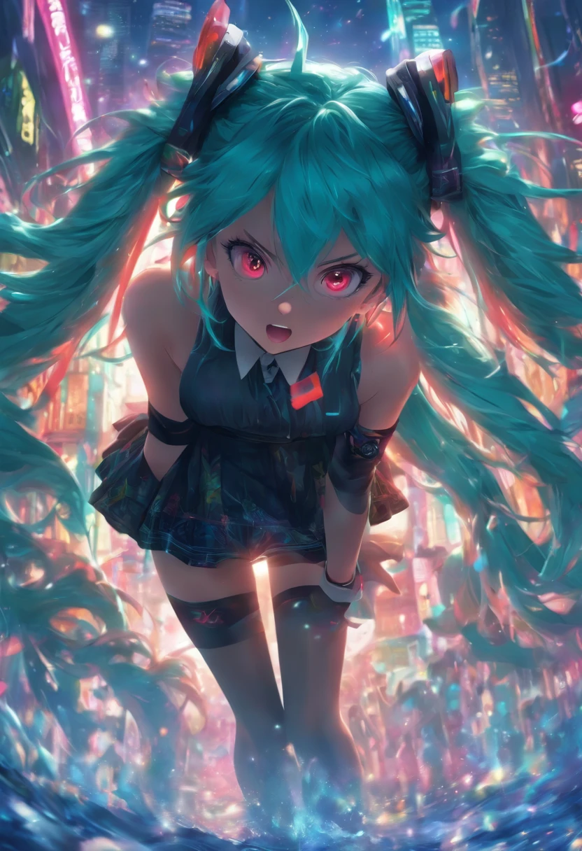 miku hatsune、1girl in, [Twin-tailed], Shaded face,  Crazy, skirt rift, pantiy, [self lift]、eye glasses、put on glasses、eye glass、Blunt bangs、Red brilliant eyes、Sexy、Nasty face、maid, over-kneehighs,Ahegao , Silly,Sexual ecstasy,Drunken eyes,Blunt bangs, Black hair,(masutepiece:1.2, Best Quality), (finely detailed beautiful eye: 1.2), (Detailed background,Dark Fantasy), (beautifull detailed face), High contrast, (Best Illumination, extremely delicate and beautiful), ((Cinematic Light)), Colorful, Hyper Detail, Dramatic light, Intricate details,