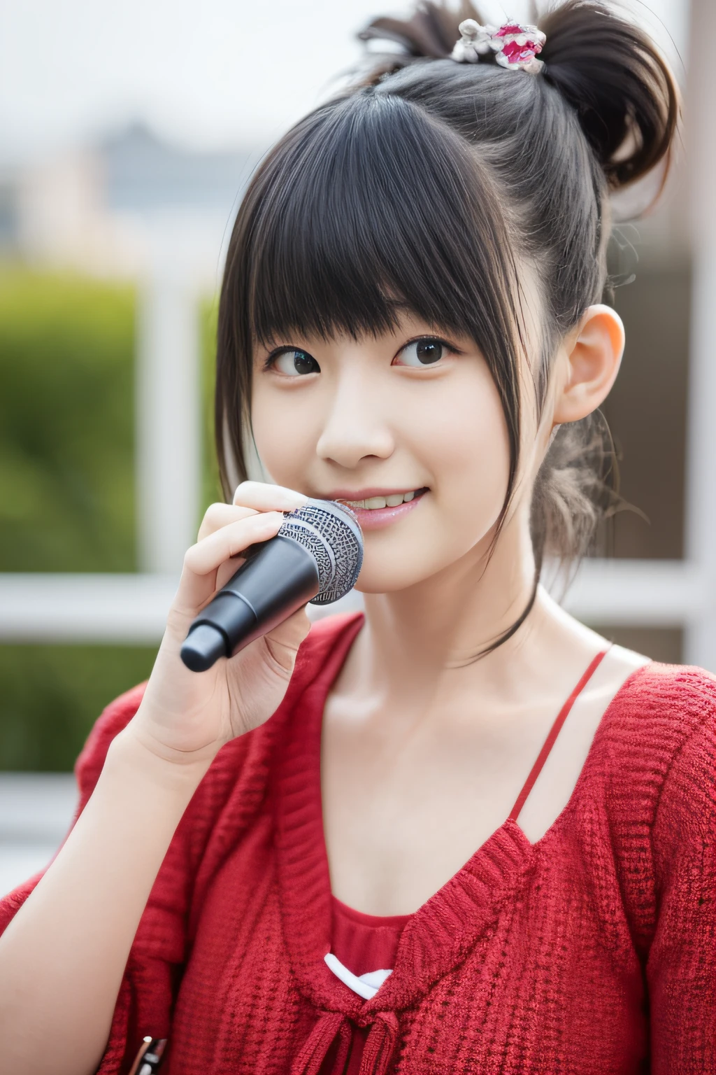 Perfect and ultimate idol,perfect detailed,Too cute anime girl,with round face,Perfect and beautiful face,Realistic,Photorealistic,Live action,a cool,small tits,Dancing,Detailed face,1girl in,Solo,Bright background,Beautiful girl in casual clothes,5-Fingers,Correct fingers,frontage,Focus on the face,