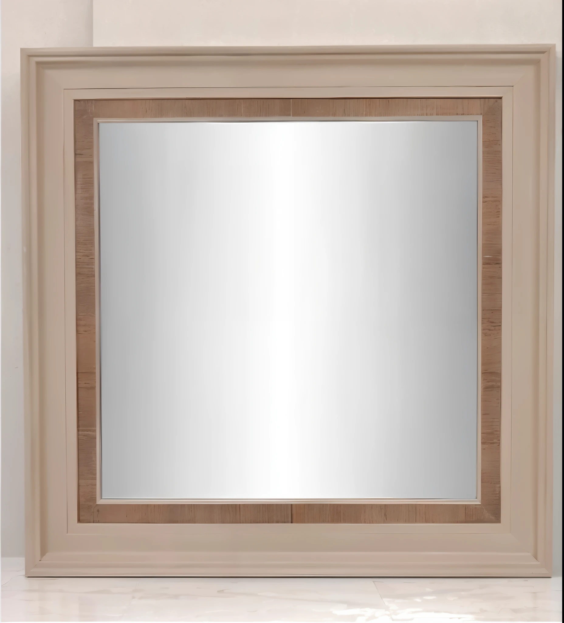 arafed picture of a mirror with a wooden frame and a mirror on a wall, mirror texture, doctors mirror, mirrors, 2 0 1 0 s, 2010s, mirror, e621, mirror background, abstract mirrors, big mirrors, square pictureframes, mirrored, reflection, head and shoulders in frame, beige cream natural muted tones