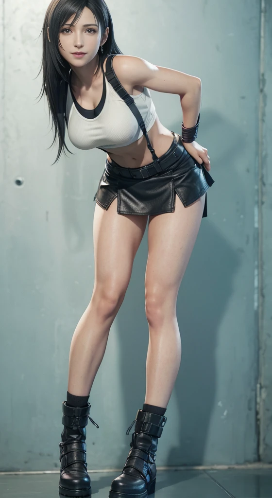 Tifa Lockhart, rosto delicado, rosto detalhado, Sweet smile expression, corpo perfeito, corpo atletico, textura ultra realista