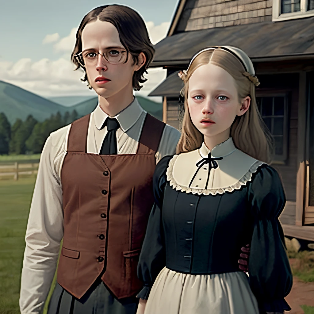 Mia goth and David corenswet from pearl in the setting of american gothic