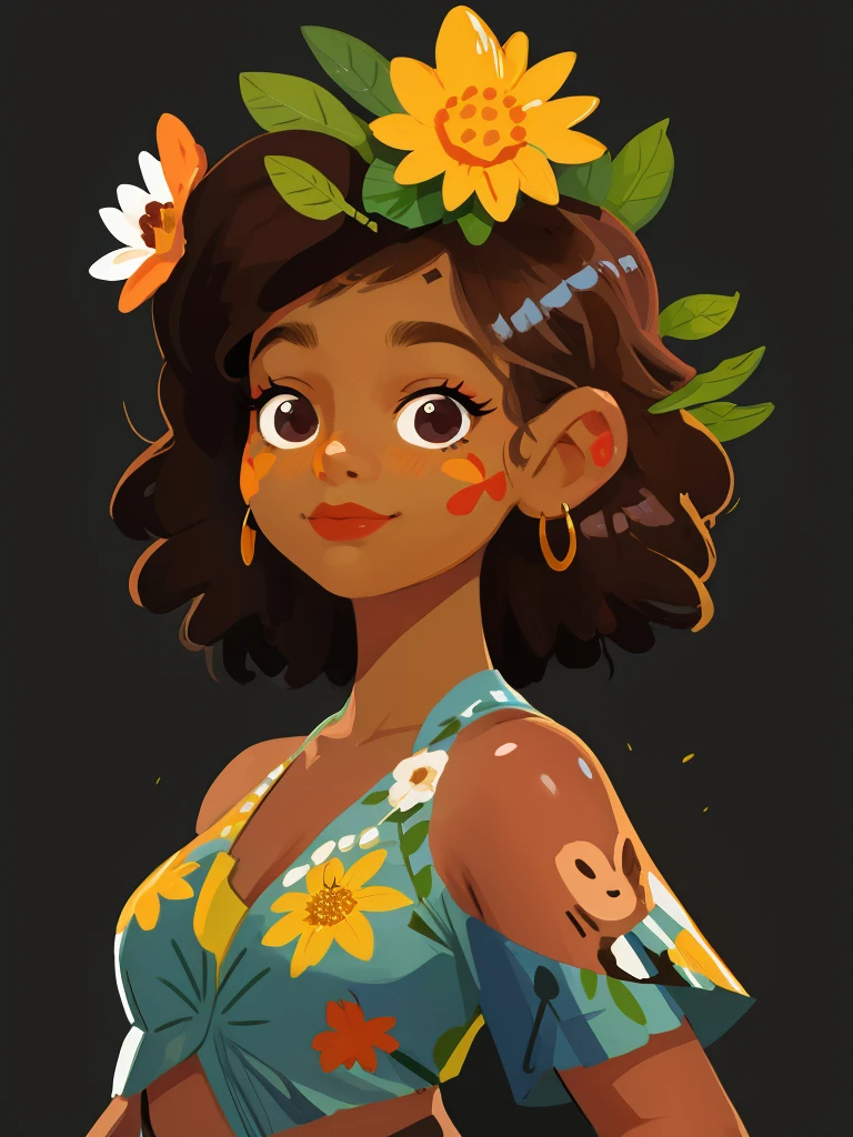 um close up de uma garota de desenho animado com uma flor em seu cabelo, Procreate Illustration, retrato do design do personagem, pintura digital detalhada, retrato de personagem pintado, retrato de personagem de closeup, pintura digital de personagens, retrato estilizado, retrato detalhado do caractere, design de personagem retrato, pintura de personagem bonita, design de personagem altamente detalhado, in illustration style digital, pintura de personagens, retrato da menina, retrato bonito
