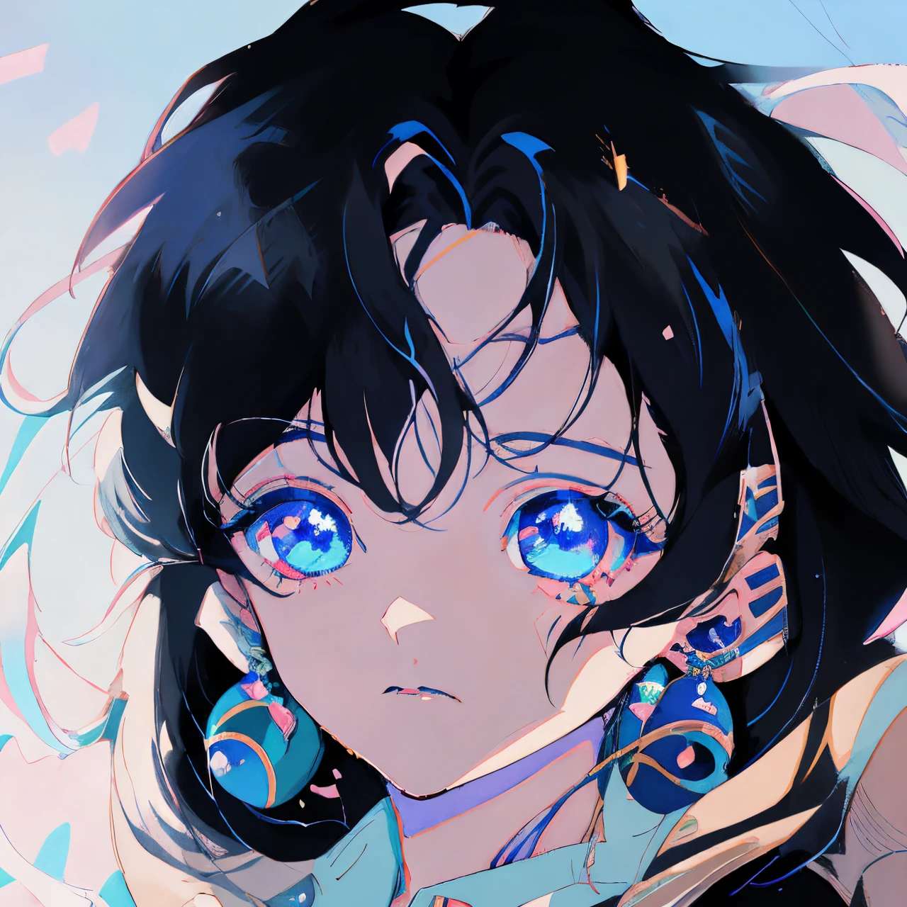 anime, a girl with blue eyes and a black hair, portrait knights of zodiac girl, detailed digital anime art, digital anime illustration, black - haired mage, detailed portrait of anime girl, anime style portrait, portrait anime space cadet girl, made with anime painter studio, artwork in the style of guweiz, stunning anime face portrait, official artwork, high quality portrait