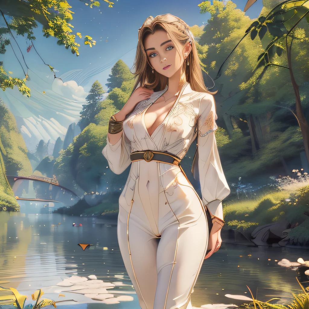 (Extremely detailed 8k wallpaper:2), (photo:2), (22 years old soigne Beautiful girl:2), (gives a lecture to friends:2), detailed (Face and eyes), (hyper realistic:1), (highly detailed:1), (epic realistic:1), rim light, (maximum details:1), cozy, (fullbody:1.3), (looking at viewer:2.0), (Woman's Attractive Qualities:2), (Attractive Woman:2), (Attractive:2), Smile, Intelligence, Empathy, Gracefulness, Sense of Style, Fitness, Grooming, Optimism, (Sensitivity:2), Sincerity, Romantic Gestures, Playfulness, Fashion Sense, (Sensuality:2), Charm, Modesty, Thoughtfulness, (Femininity:1), Flirtatiousness, Warmth, (Physical attractiveness:2), A beautiful smile, A love of life, strength and power, vulnerability, curiosity, wonder, love, (nature background:2), kawaii, waifu, Beautiful breasts, (attractive body:2), (Beautiful body:2), Beautiful pose, attractive pose, (Beautiful legs:1.0), (Beautiful clothes:1), (classic clothes:2), (elegant clothes:2), (European clothes:2), detailed clothes, (skirt:1), (blouse:1), (provocative pose)