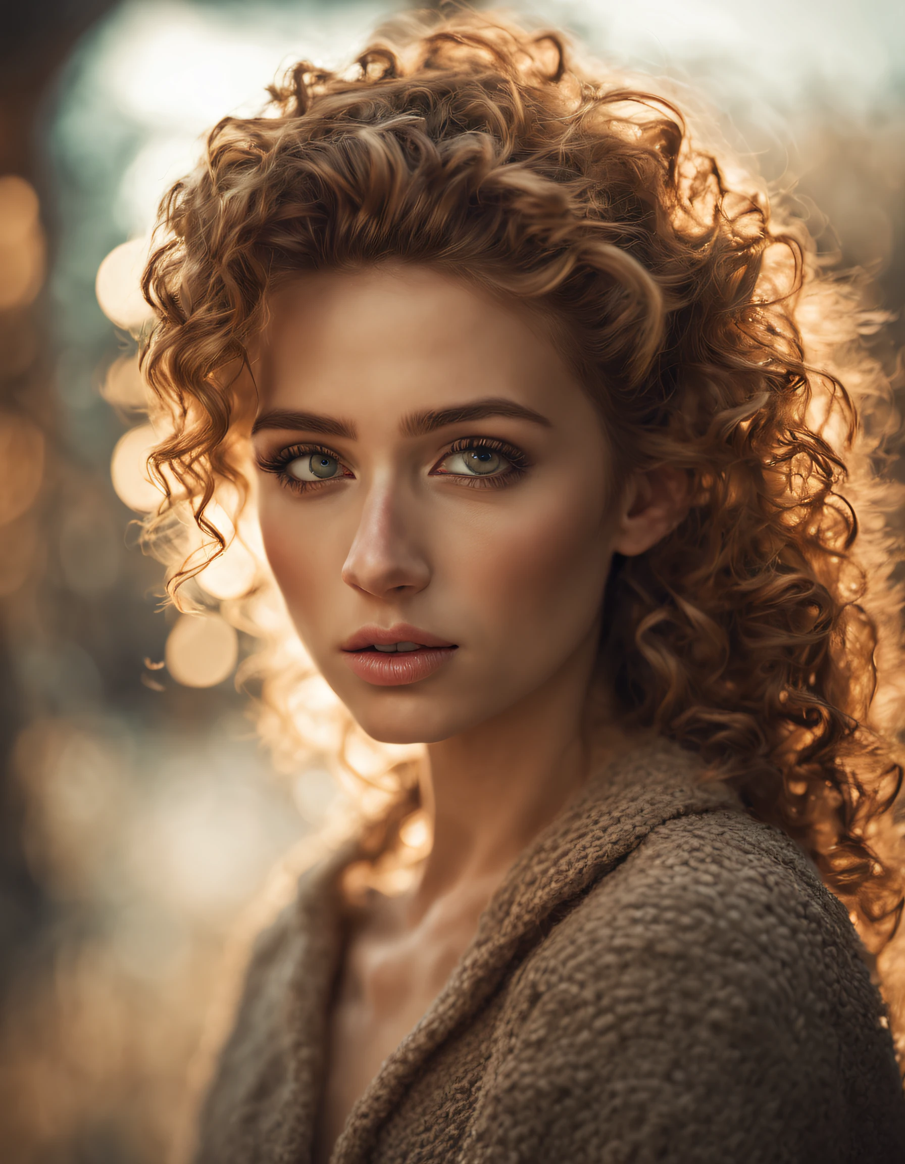(best quality,4k,8k,highres,masterpiece:1.2),ultra-detailed,realistic,professional,vivid colors,bokeh,portraits,beautiful detailed eyes,beautiful detailed lips,extremely detailed eyes and face,long eyelashes,glamorous curly hair,brunette hair,pale skin with freckles,honey eyes,supermodel,stylish fashion outfit,confident and elegant pose,studio lighting,soft and warm color palette,subtle and natural lighting effect