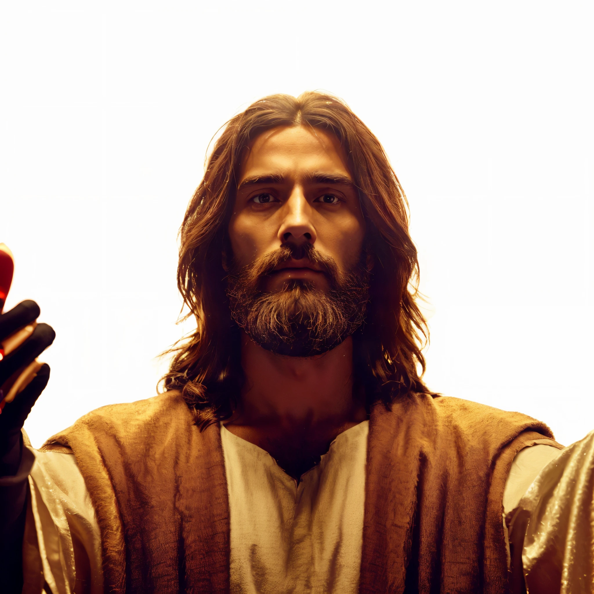 arafed image of a man with a beard and a robe, tron legacy jesus christ, tron legacy jesus, jesus, jesus face, jesus christ, gigachad jesus, jesus christ in mass effect, black jesus, portrait of jesus christ, jesus of nazareth, jesus christ smoking a blunt, cyberpunk jesus christ, he is greeting you warmly