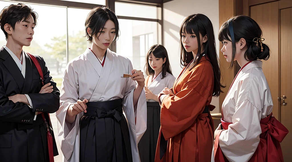 Japanese man wearing a hakama、20 o、twinks、8k