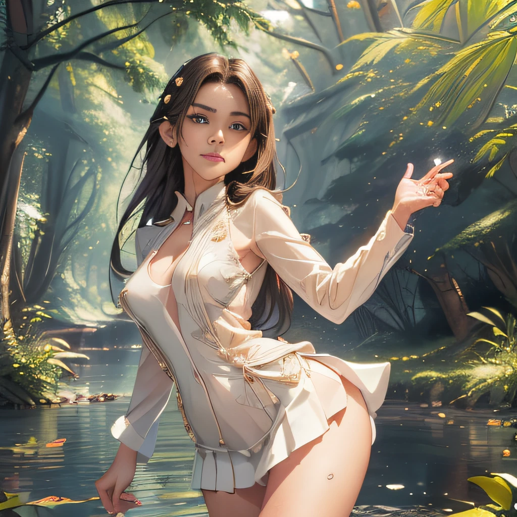 (Extremely detailed 8k wallpaper:2), (photo:2), (22 years old soigne Beautiful girl:2), (gives a lecture to friends:2), detailed (Face and eyes), (hyper realistic:1), (highly detailed:1), (epic realistic:1), rim light, (maximum details:1), cozy, (fullbody:1.3), (looking at viewer:2.0), (Woman's Attractive Qualities:2), (Attractive Woman:2), (Attractive:2), Smile, Intelligence, Empathy, Gracefulness, Sense of Style, Fitness, Grooming, Optimism, (Sensitivity:2), Sincerity, Romantic Gestures, Playfulness, Fashion Sense, (Sensuality:2), Charm, Modesty, Thoughtfulness, (Femininity:1), Flirtatiousness, Warmth, (Physical attractiveness:2), A beautiful smile, A love of life, strength and power, vulnerability, curiosity, wonder, love, (nature background:2), kawaii, waifu, Beautiful breasts, (attractive body:2), (Beautiful body:2), Beautiful pose, attractive pose, (Beautiful legs:1.0), (Beautiful clothes:1), (classic clothes:2), (elegant clothes:2), (European clothes:2), detailed clothes, (skirt:1), (blouse:1), (provocative pose)