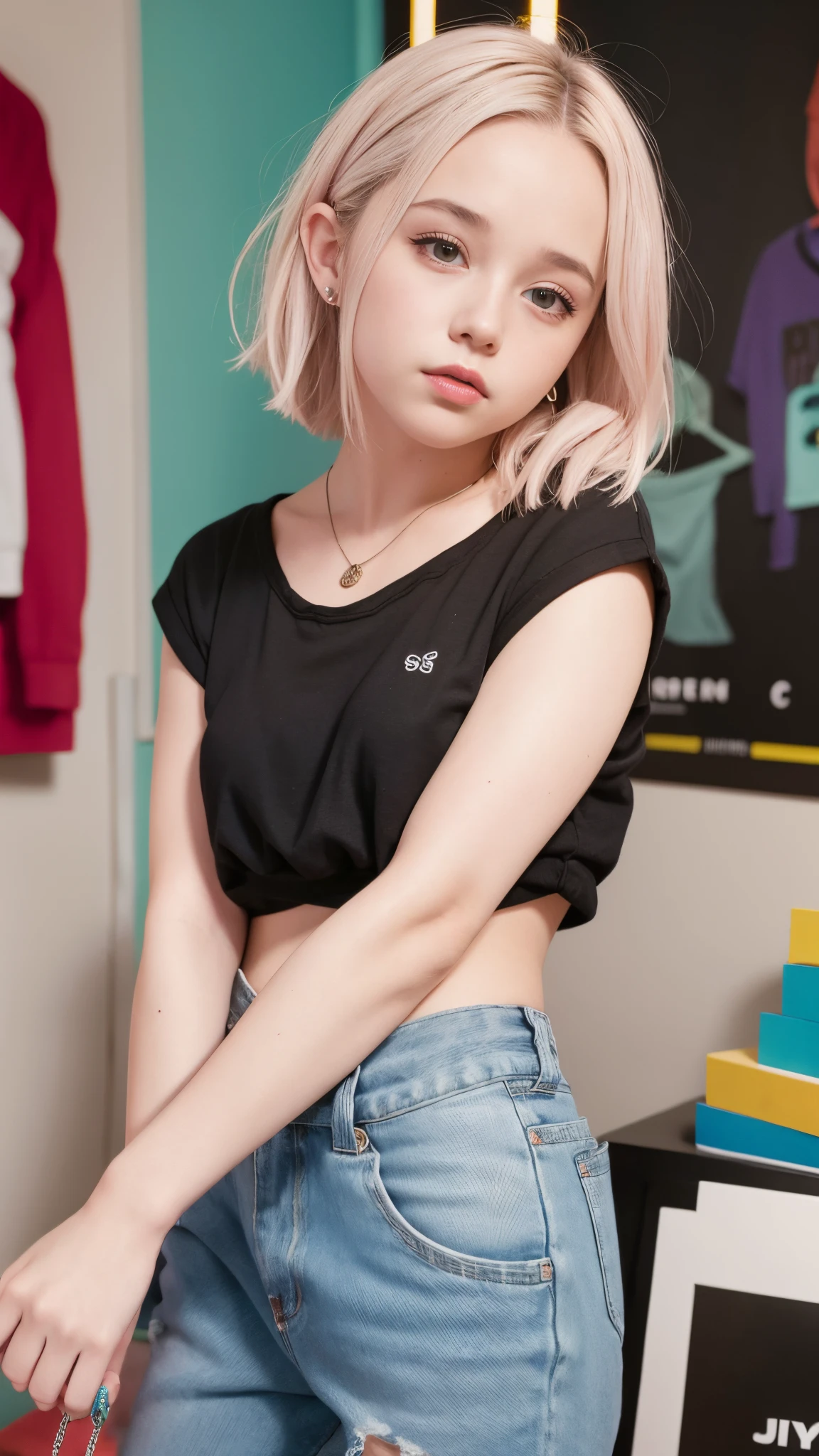 bea miller,random color casual fashion, real, portrait,random color casual fashion,my room background