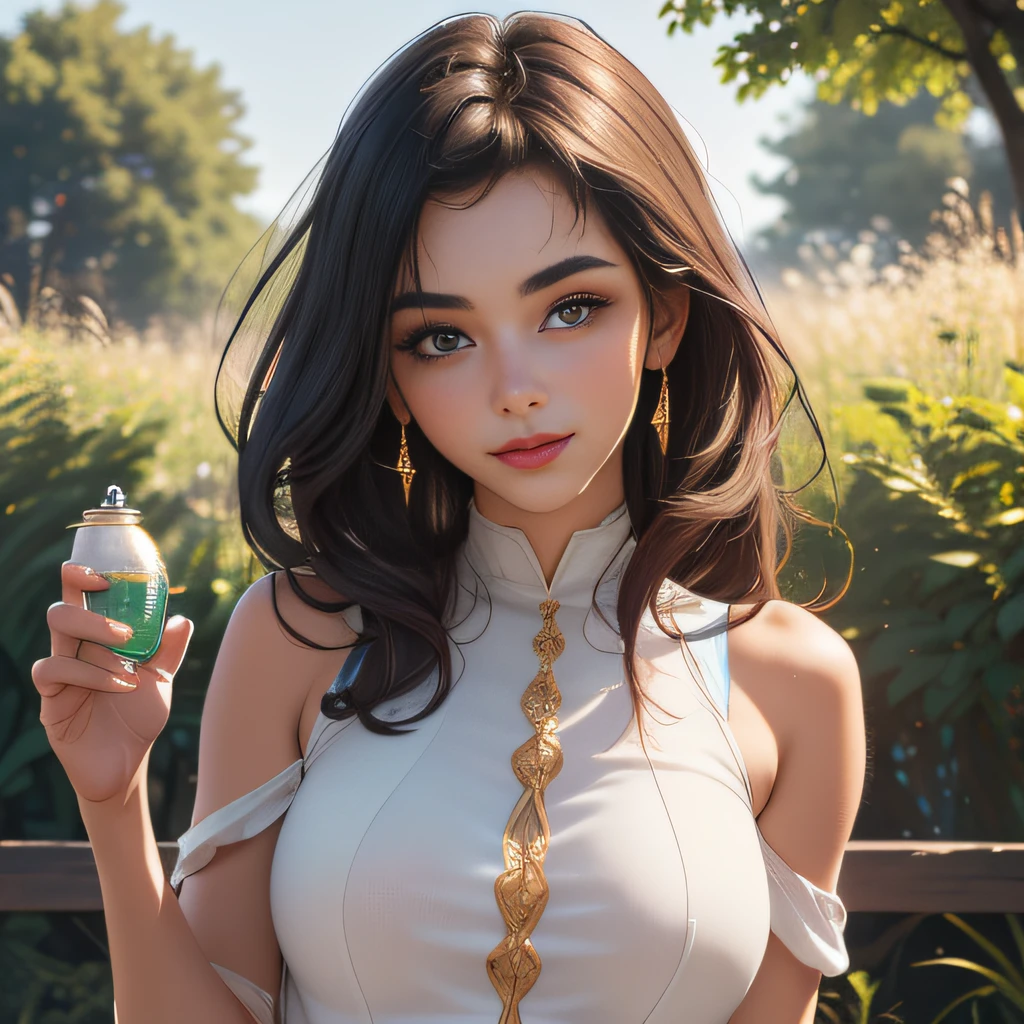 (Extremely detailed 8k wallpaper:2), (photo:2), (25 years old soigne Beautiful girl:2), (gives a lecture to friends:2), detailed (Face and eyes), (hyper realistic:1), (highly detailed:1), (epic realistic:1), rim light, (maximum details:1), cozy, (fullbody:1.3), (looking at viewer:2), (Woman's Attractive Qualities:2), (Attractive Woman:2), (Attractive:2), Smile, Intelligence, Empathy, Gracefulness, Sense of Style, Fitness, Grooming, Optimism, (Sensitivity:2), Sincerity, Romantic Gestures, Playfulness, Fashion Sense, (Sensuality:2), Charm, Modesty, Thoughtfulness, (Femininity:1), Flirtatiousness, Warmth, (Physical attractiveness:2), A beautiful smile, A love of life, strength and power, vulnerability, curiosity, wonder, love, (nature background:2), kawaii, waifu, Beautiful breasts, (attractive body:2), (Beautiful body:2), Beautiful pose, attractive pose, (Beautiful legs:1.0), (Beautiful clothes:1), (classic clothes:2), (elegant clothes:2), (European clothes:2), detailed clothes, (skirt:1), (blouse:1), (provocative pose)