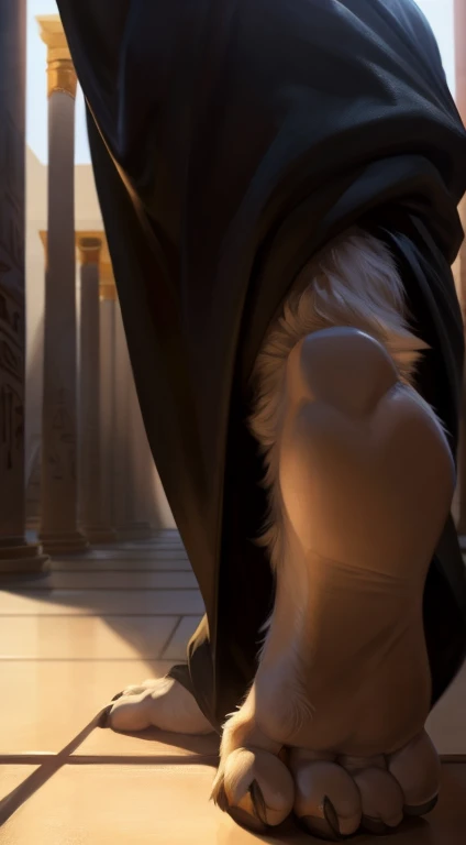 suggestive content, highres, super high resolution, beautiful details, beautiful eyes, depth of field, solo focus, detailed background, high quality, good lighting, high res, (((masterpiece))), 8k, depth of field, ray tracing, detailed background, soles, lighting, detailed face and body, detailed lighting, [cinematic lighting], [backlighting], [detailed ambient light], [gray natural lighting], [sharp focus], solo,
Deathwolf, Death Wolf, death_(n_boots), black sclera, red eyes, male anthro wolf furry, canid, canine, werewolf, muscular, hunk, handsome, sexy, beefcake, stud, seductive expression,
(Standing in an egyptian palace castle), (close up, extreme close up), (headshot):1.3, (wearing black poncho, black cloak),
(detailed fluffy fur, fluffy, detailed fur):1.2, [tuft, neck tuft, neck fluff, tufted fur, fur tuft, inner ear fluff],
by darkgem, by honovy, by spectrumshift, by tarakanovich, by zourik, feet, pov of soles, foot focus, soles, four toes, footjob, perfect soles, good looking feet, perfect toes, footjob domination, black toeclaws, bottom of feet, point of view of the bottom of feet, soles focus, propping feet up, (feet pointing up showing soles), black baggy pants, footjob