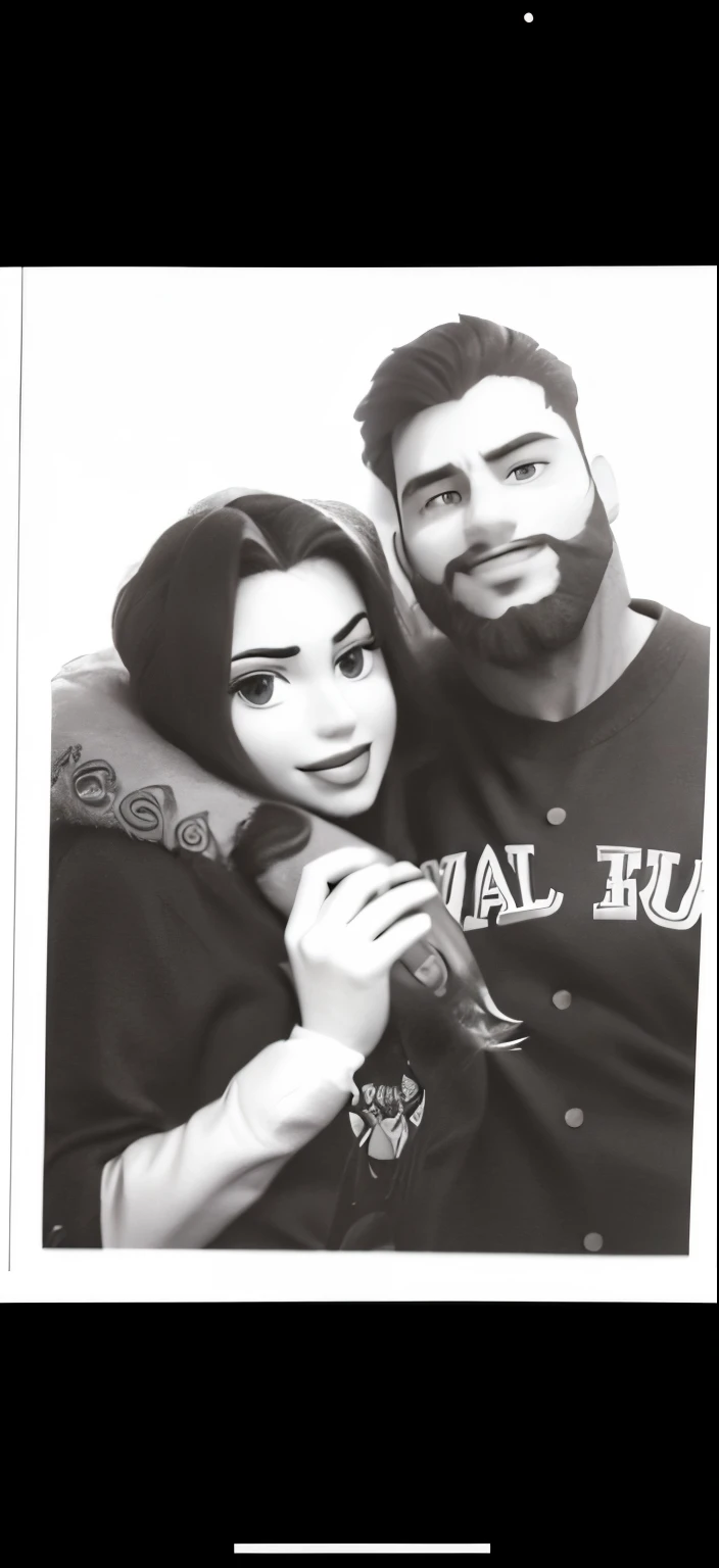 boyfriend with beard, and girlfriend. disney characters