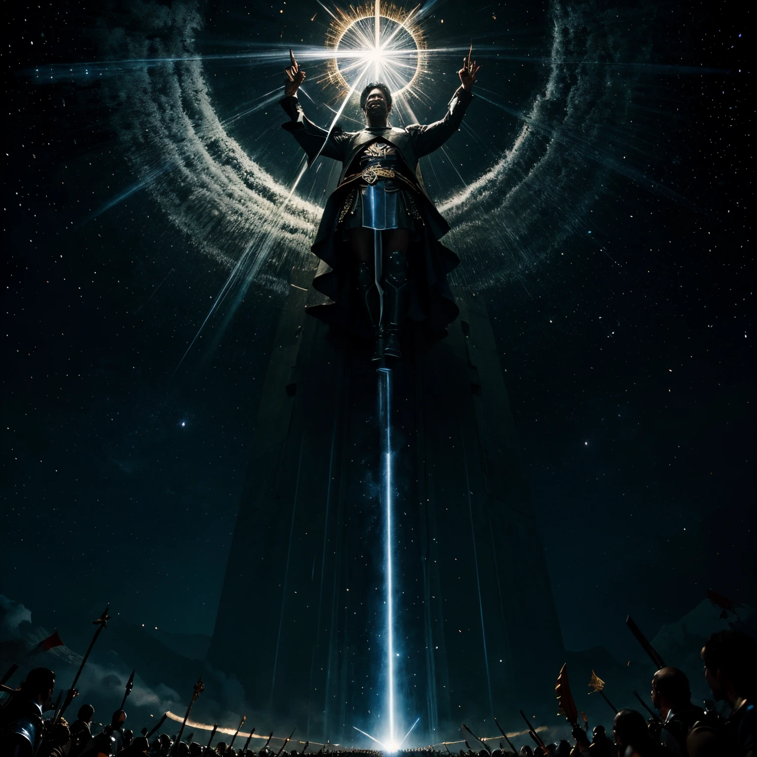 Arcanjo Miguel, negro, leading the heavenly army in the final judgment