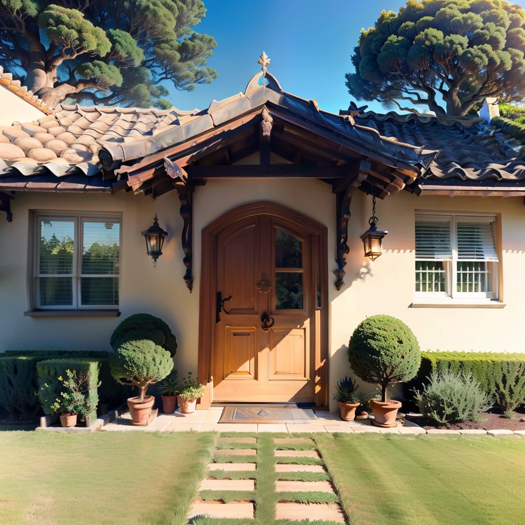 Goku em um jardim em frente a sua casa